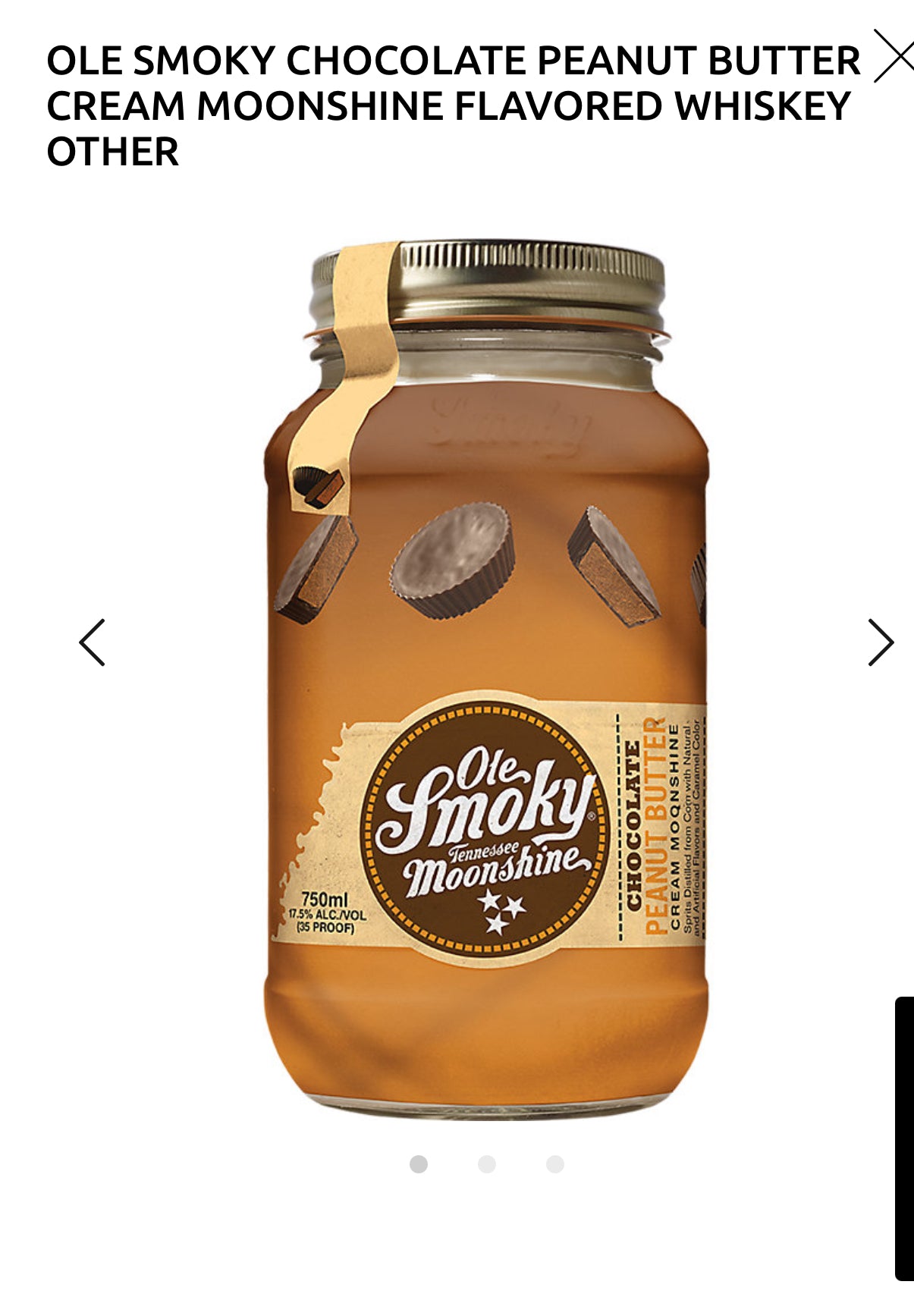 Ole Smoky Chocolate Peanut Butter Cream Moonshine 35