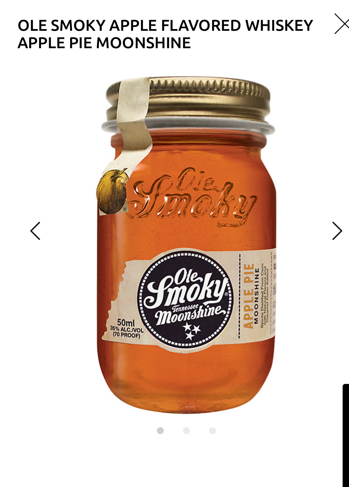 Ole Smoky Apple Pie Flavored Moonshine 70