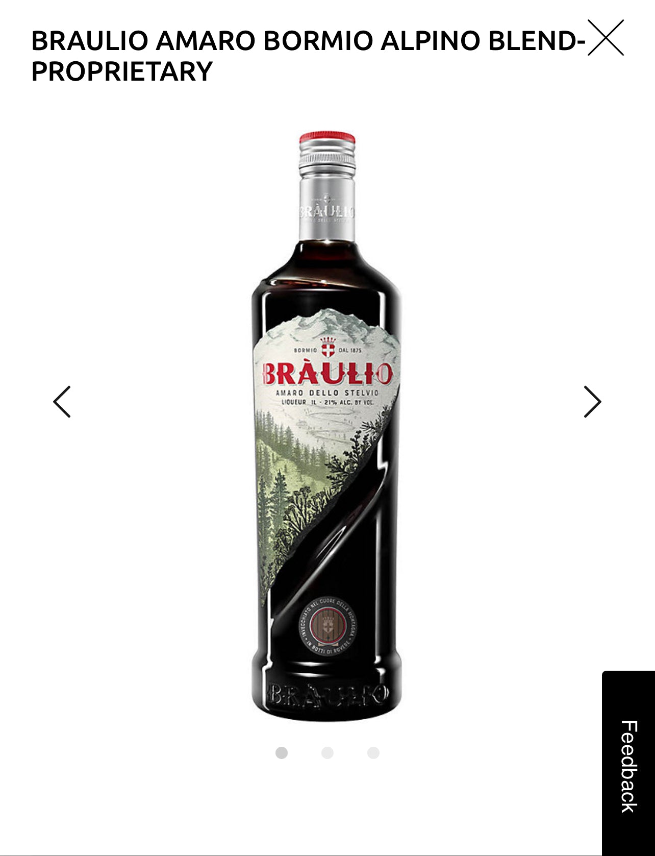 Braulio Liqueur Amaro Bormio Alpino 42