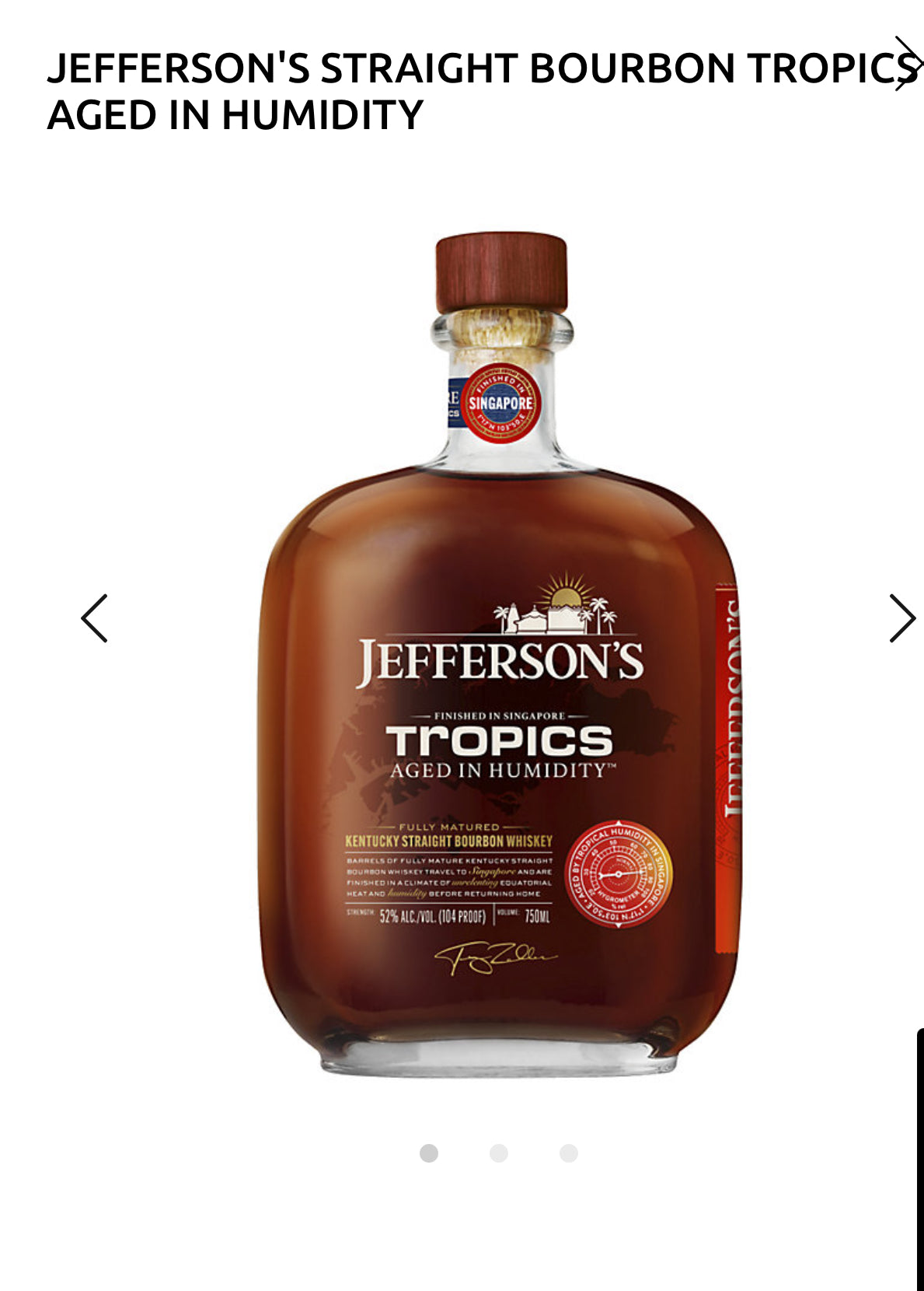Jefferson's Straight Bourbon Tropics Aged In Humidity 104