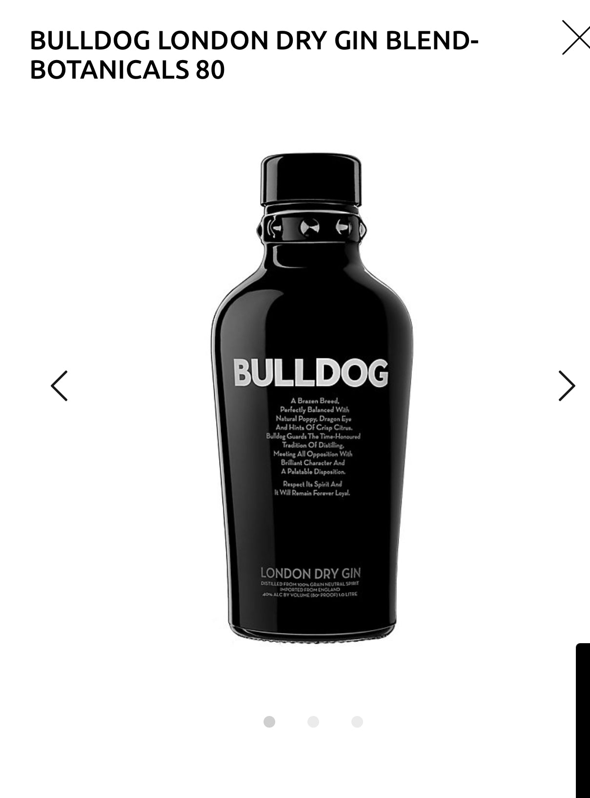 Bulldog London Dry Gin 80 1L