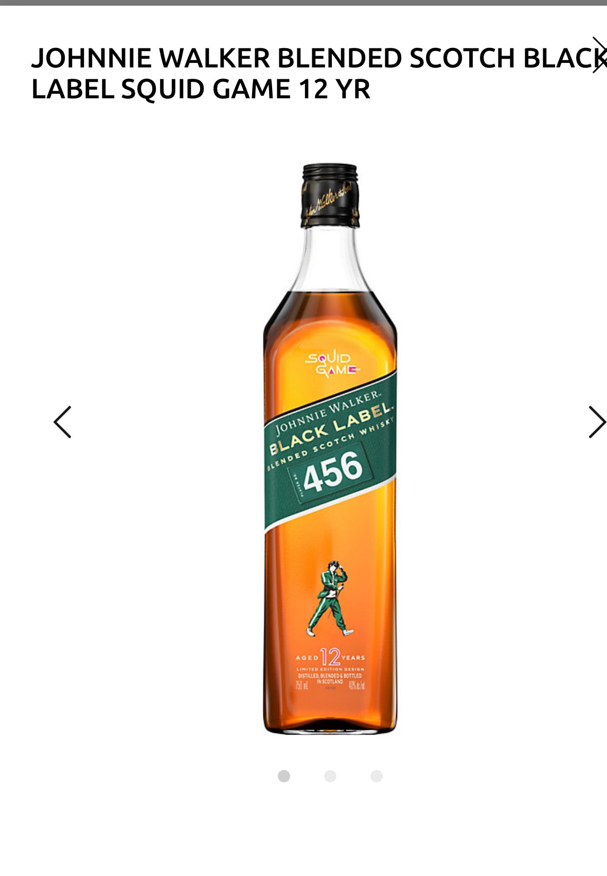 Johnnie Walker Blended Scotch Black Label Squid Game 12 Yr 80