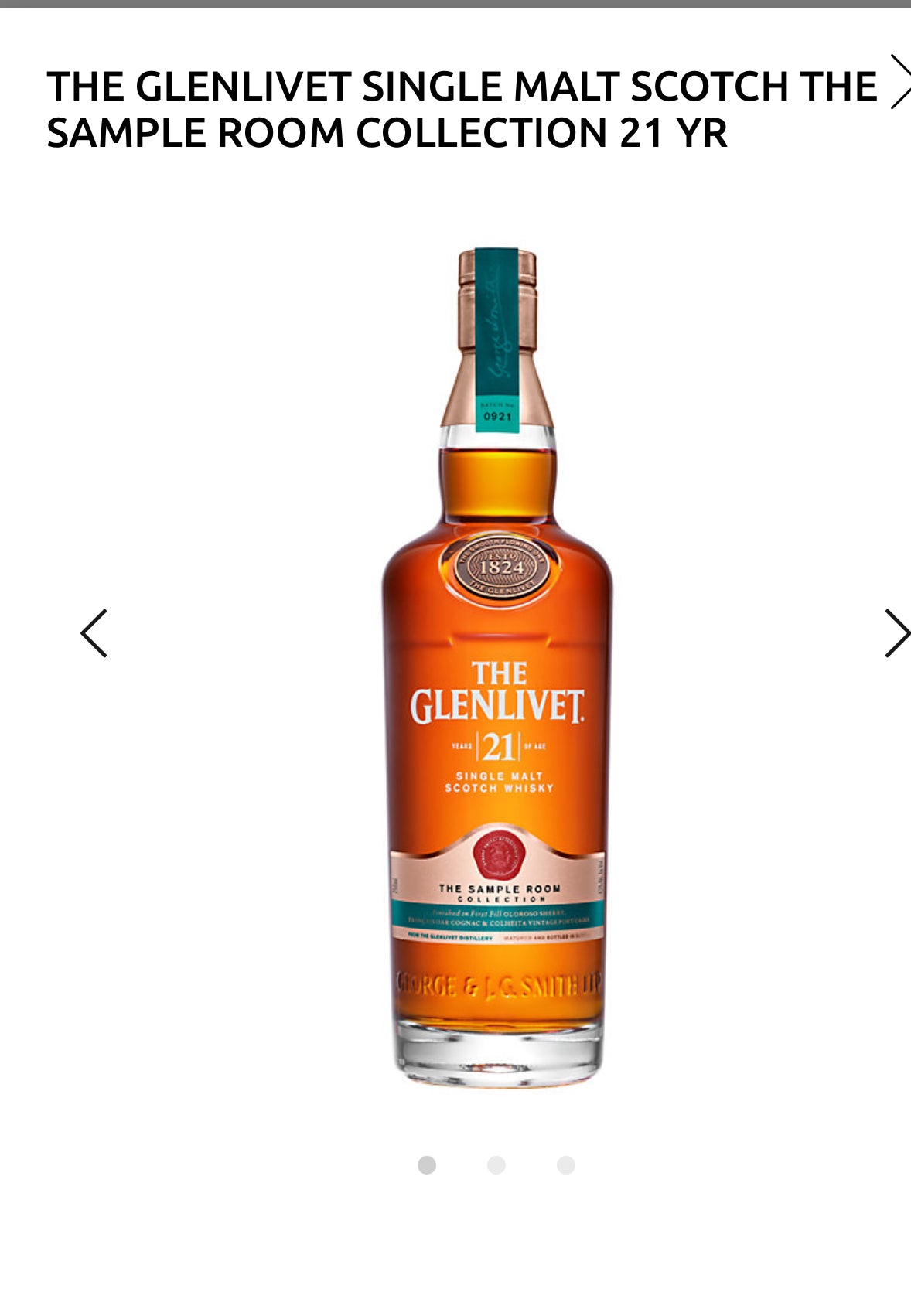 The Glenlivet Single Malt Scotch The Sample Room Collection 21 Yr 86 With Carton