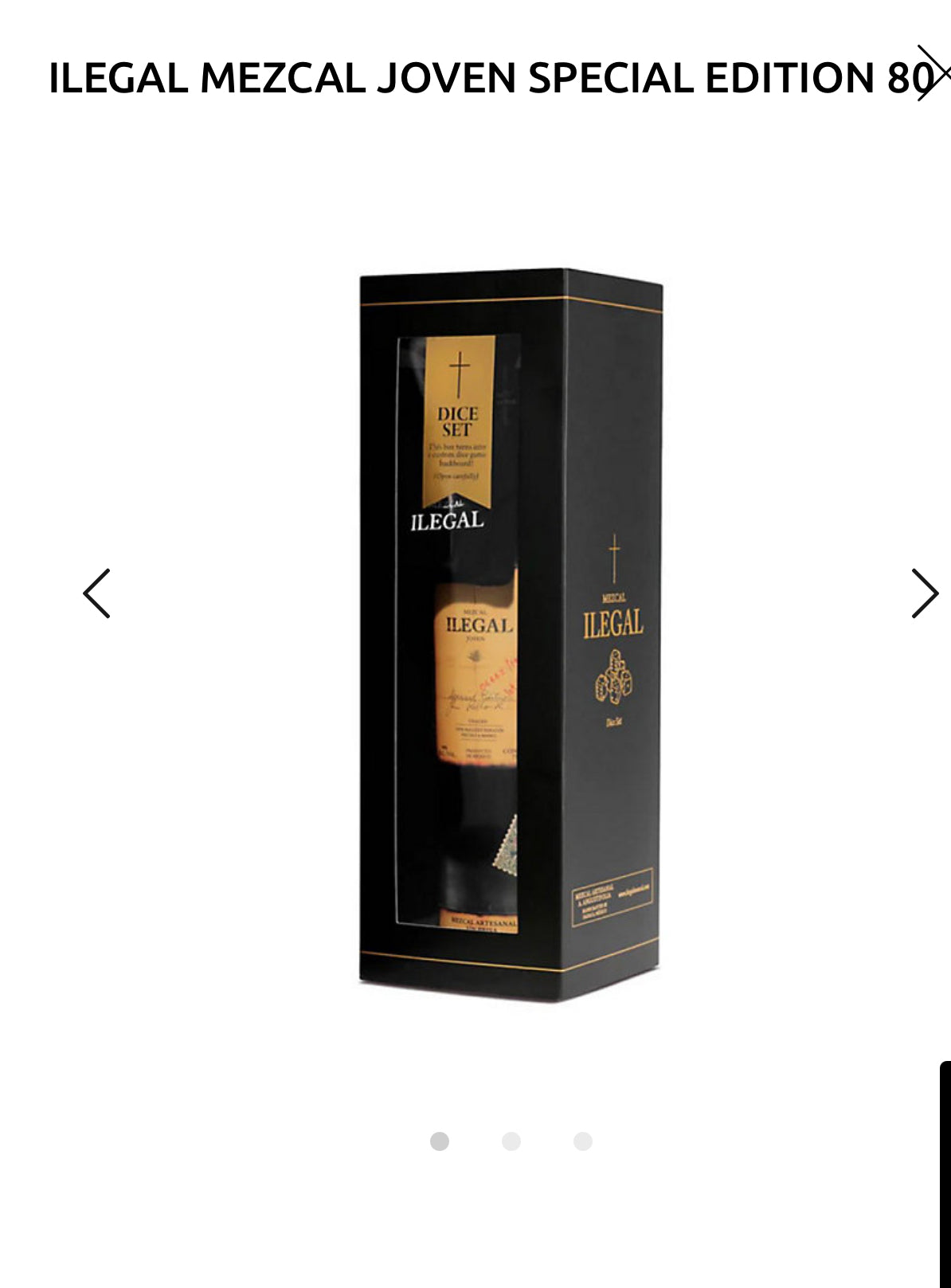 Ilegal Mezcal Joven Special Edition 80 W/ Holiday Dice