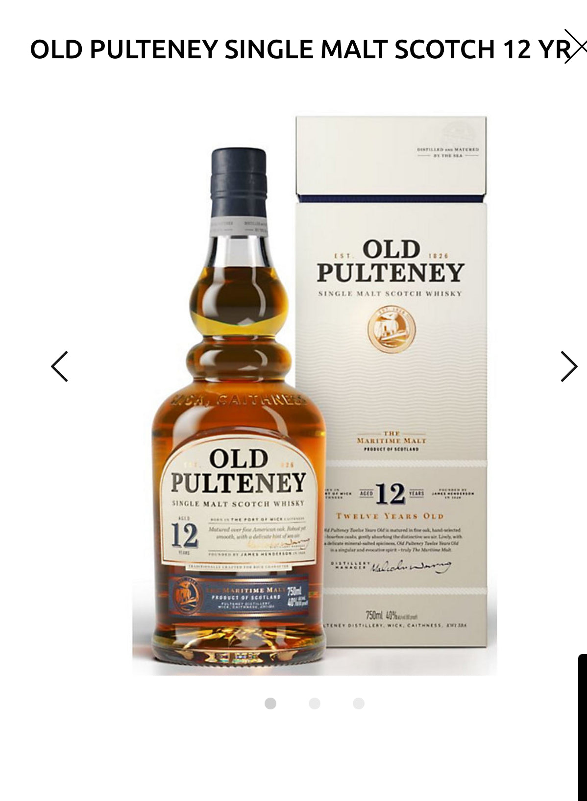 Old Pulteney Single Malt Scotch 12 Yr 80
