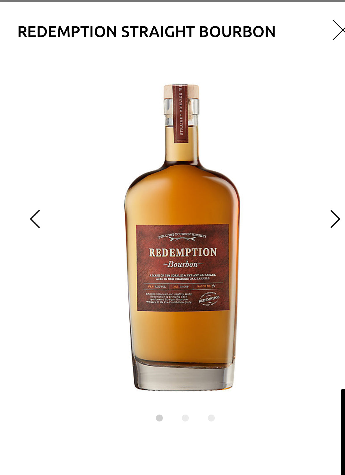 Redemption Straight Bourbon 88