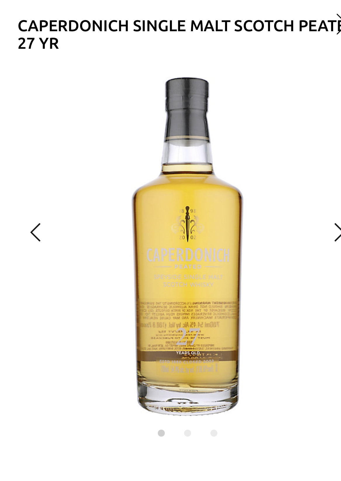 Caperdonich Single Malt Scotch Peated Speyside 27 Yr 108.8