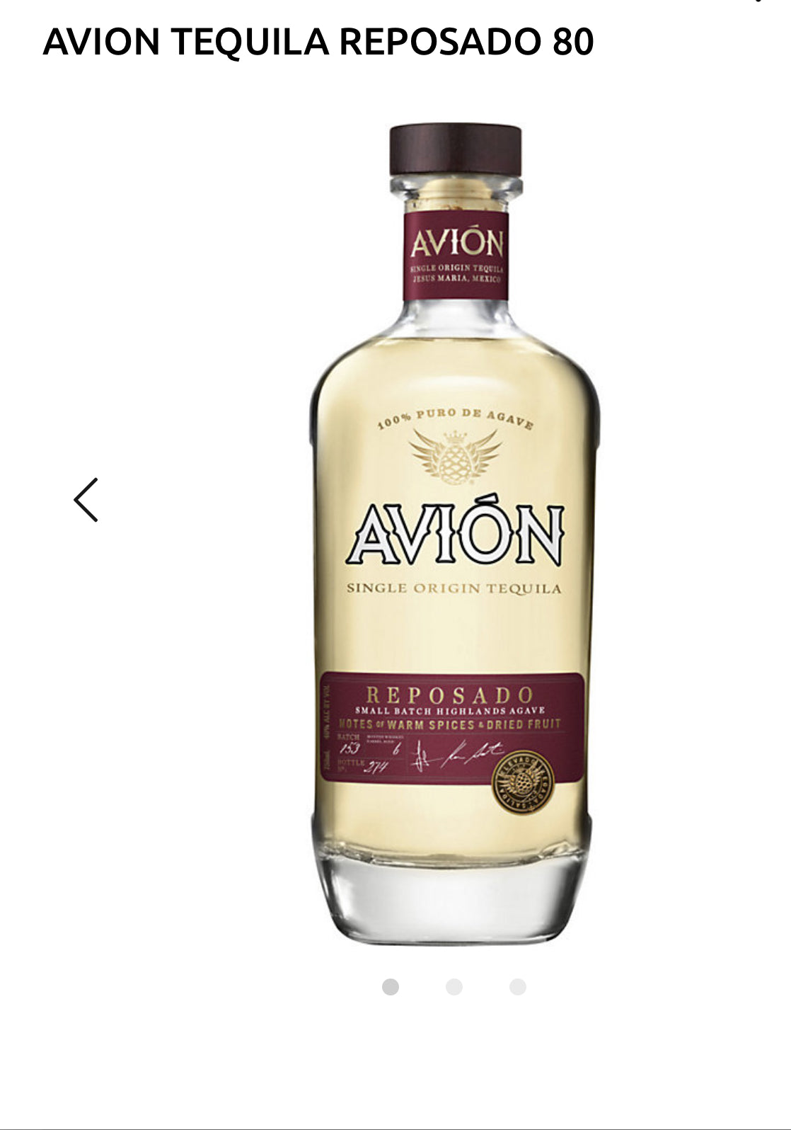 Avion Tequila Reposado 80