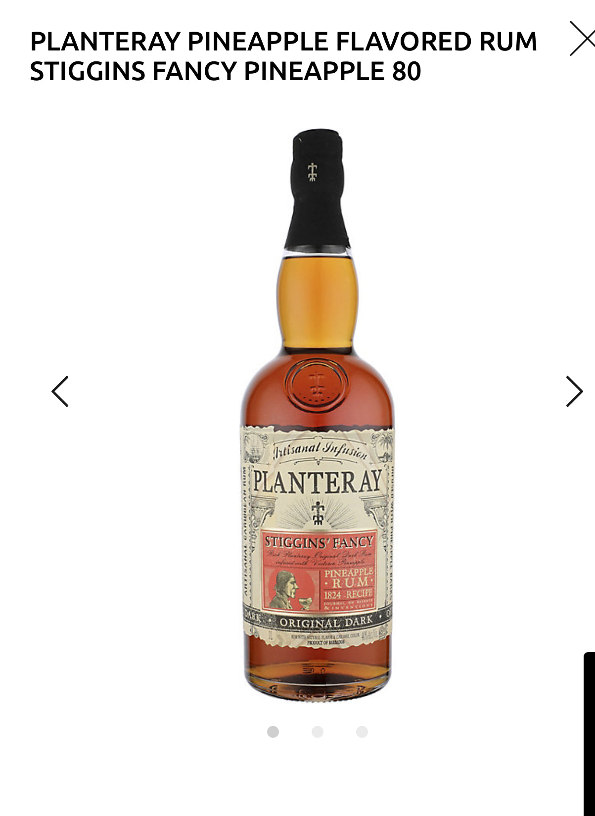 Planteray Pineapple Flavored Rum Stiggins Fancy Pineapple 80 1L