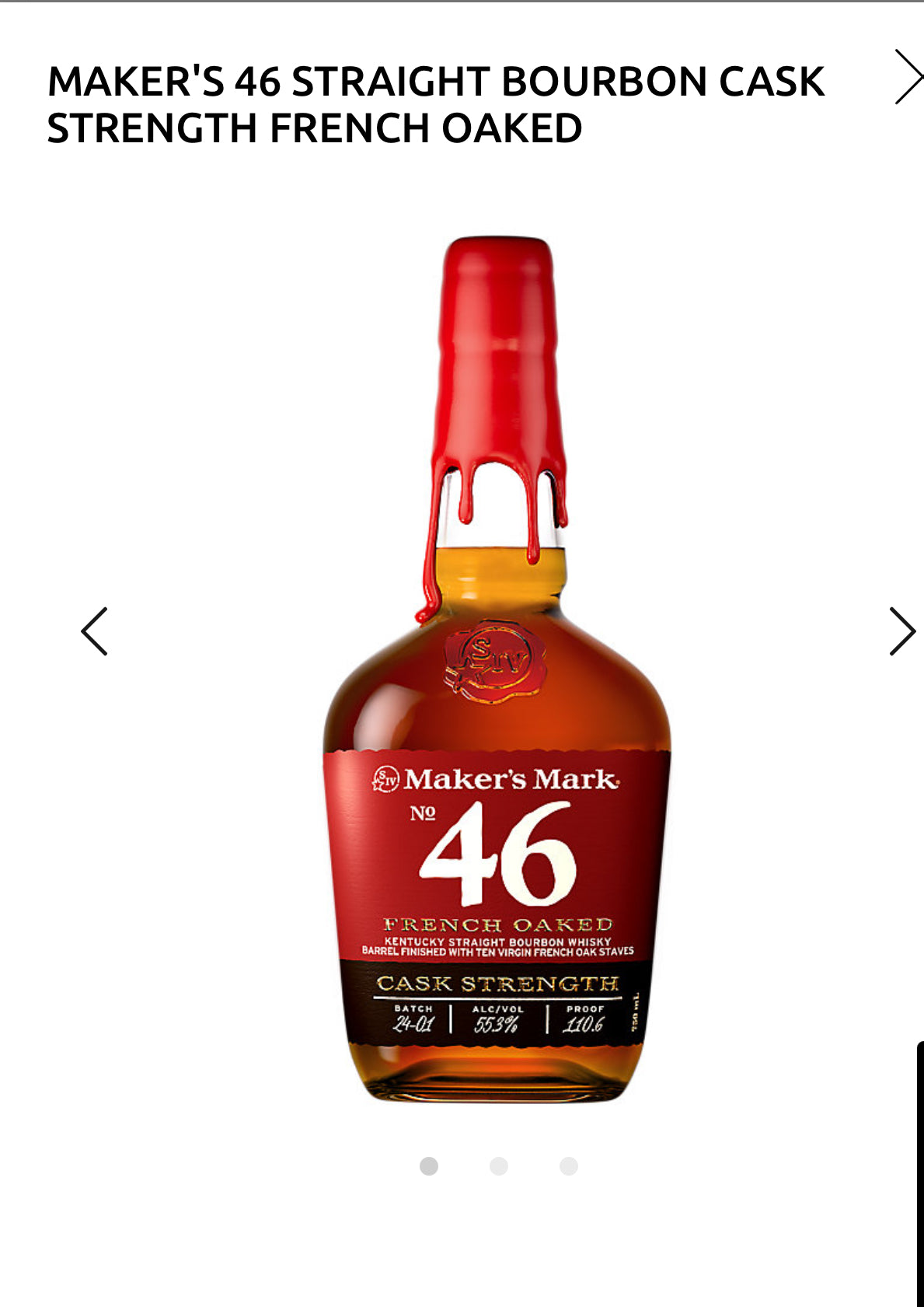 Maker's 46 Straight Bourbon Cask Strength French Oaked 110.6