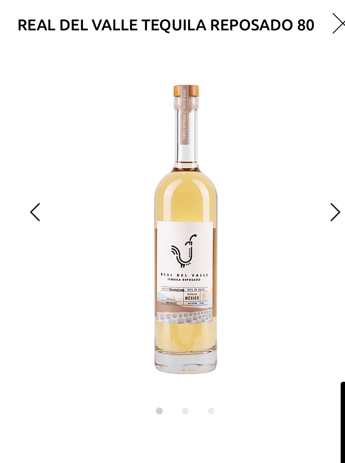 Real Del Valle Tequila Reposado 80