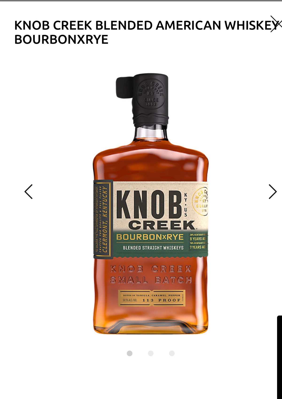 Knob Creek Bourbonxrye Blended American Whiskey 113