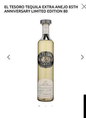 El Tesoro Tequila Extra Anejo 85th Anniversary Limited Edition 85