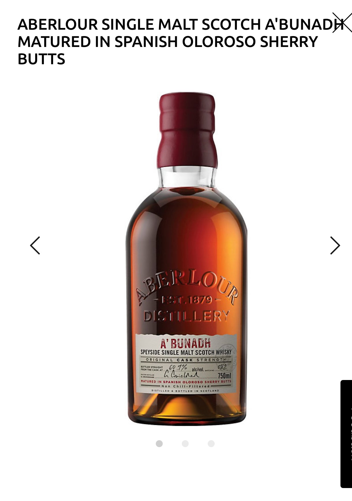 Aberlour Single Malt Scotch A'bunadh Matured In Spanish Oloroso Sherry Butts 121