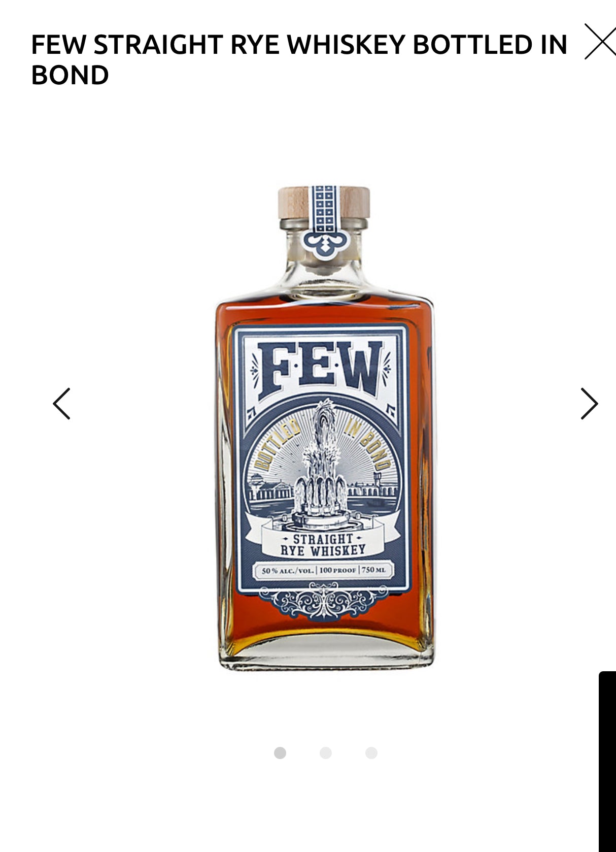 Few Straight Rye Whiskey Bottled In Bond 100