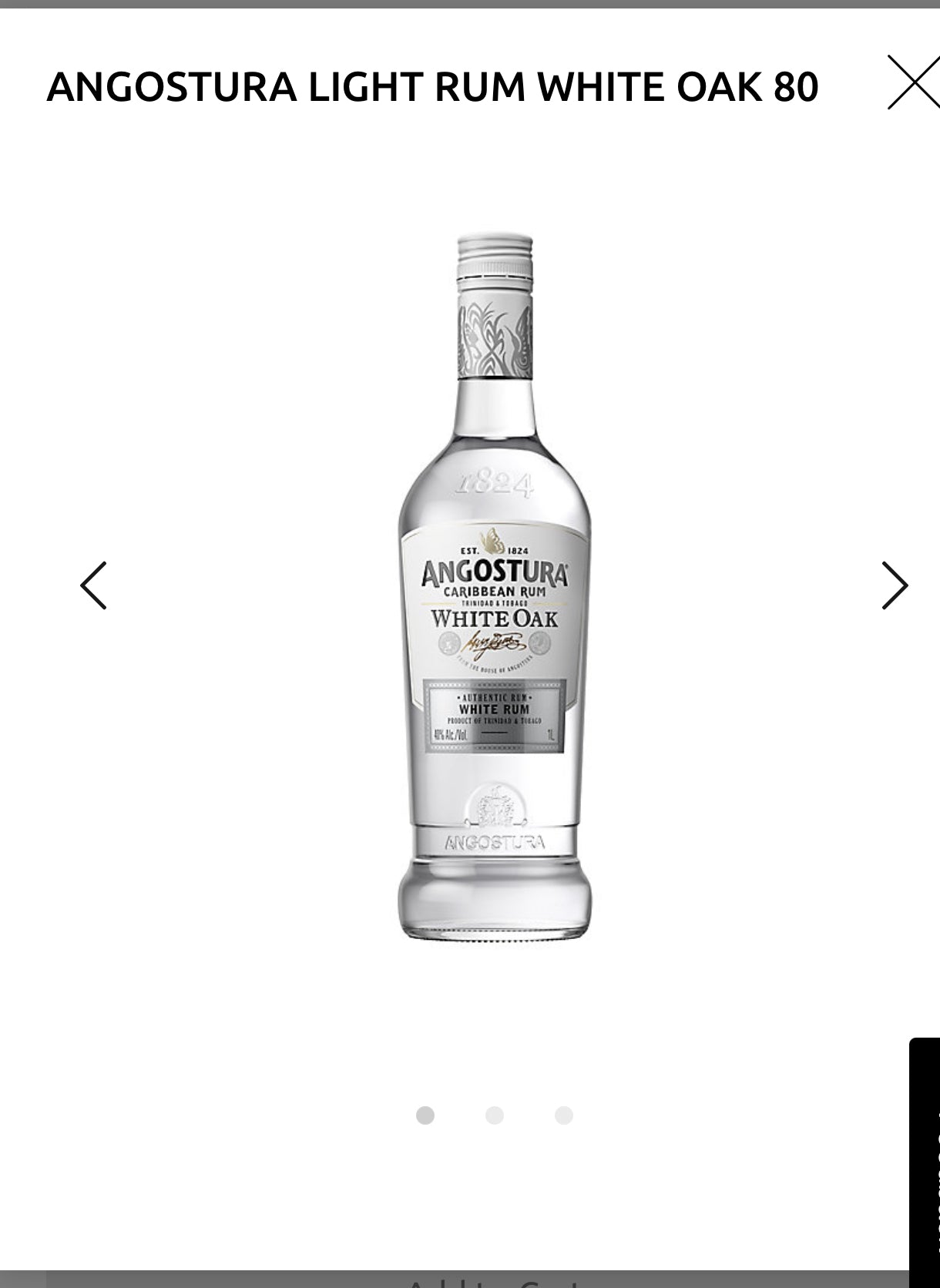 Angostura Light Rum White Oak 80 1L