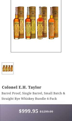 Barrel Proof, Single Barrel, Small Batch & Straight Rye Whiskey Bundle 4-Pack