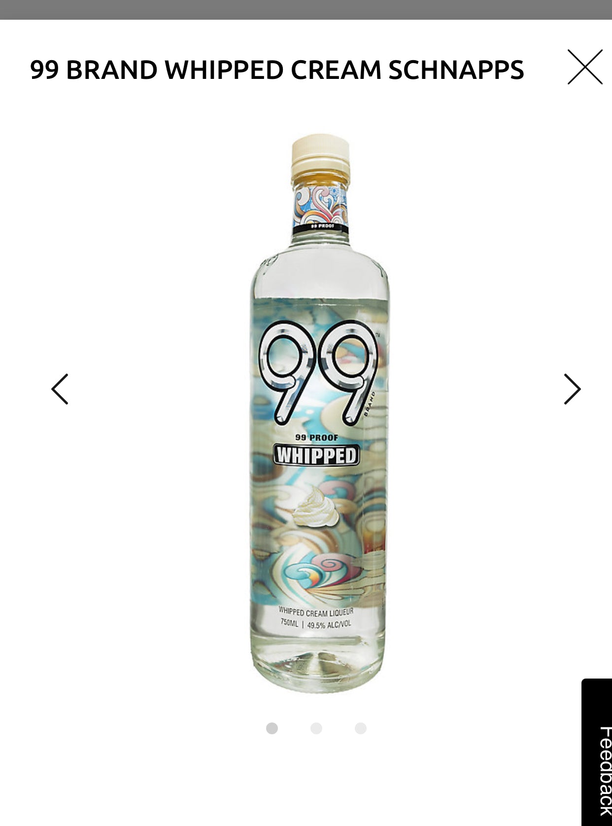 99 Brand Whipped Cream Schnapps 99 750Ml