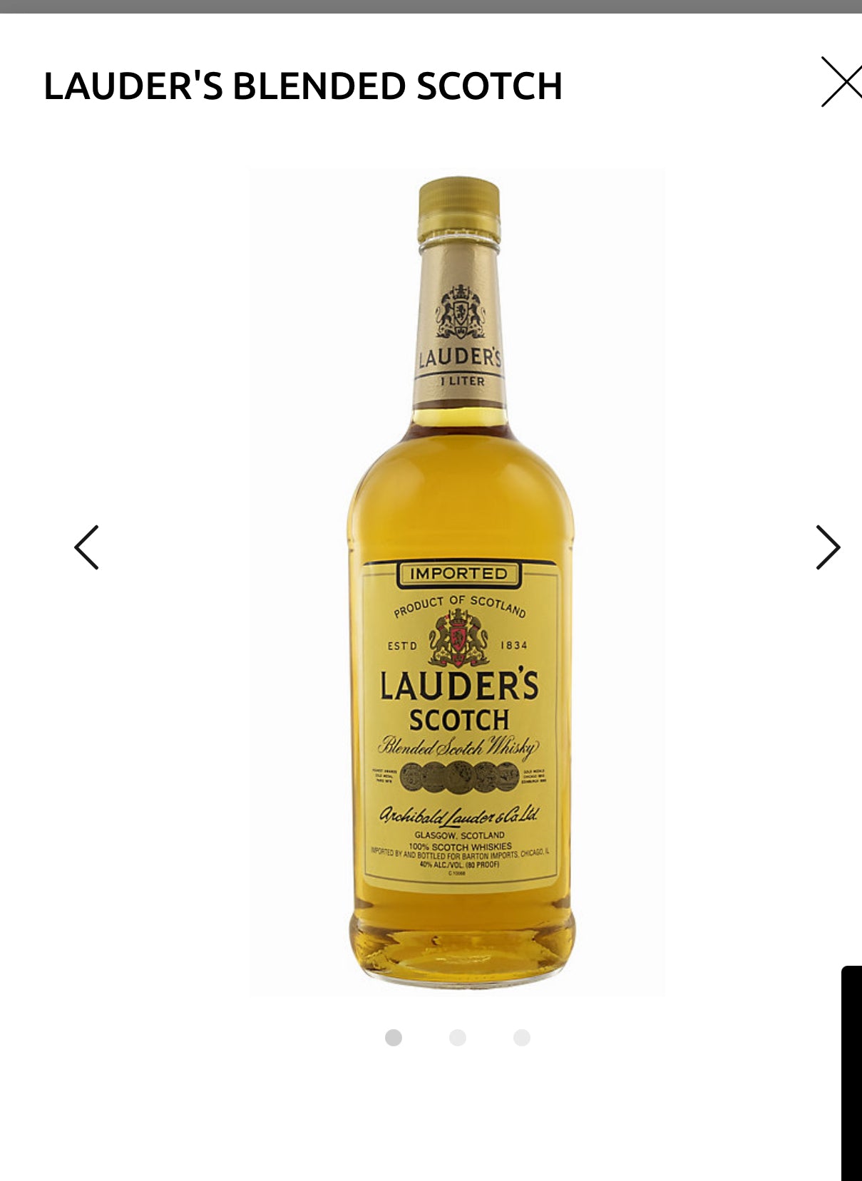 Lauder's Blended Scotch 80 1L
