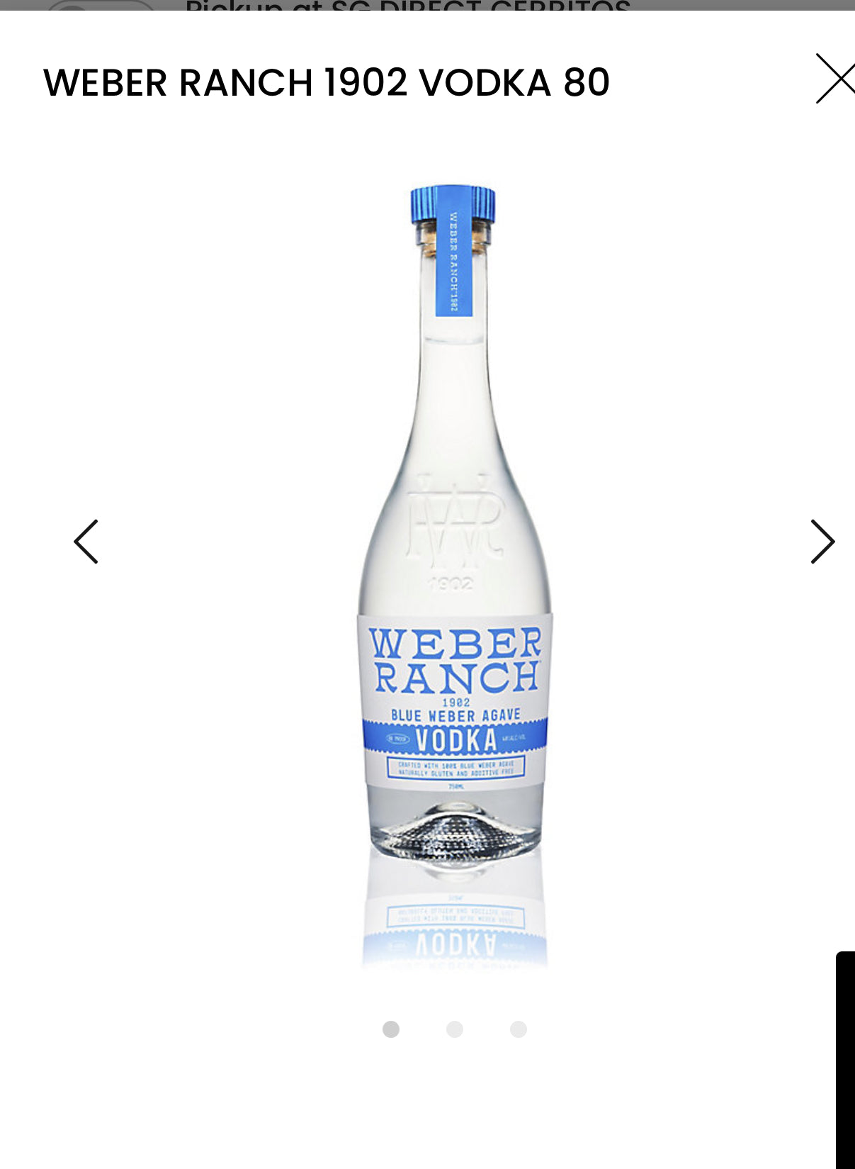Weber Ranch 1902 Vodka 80