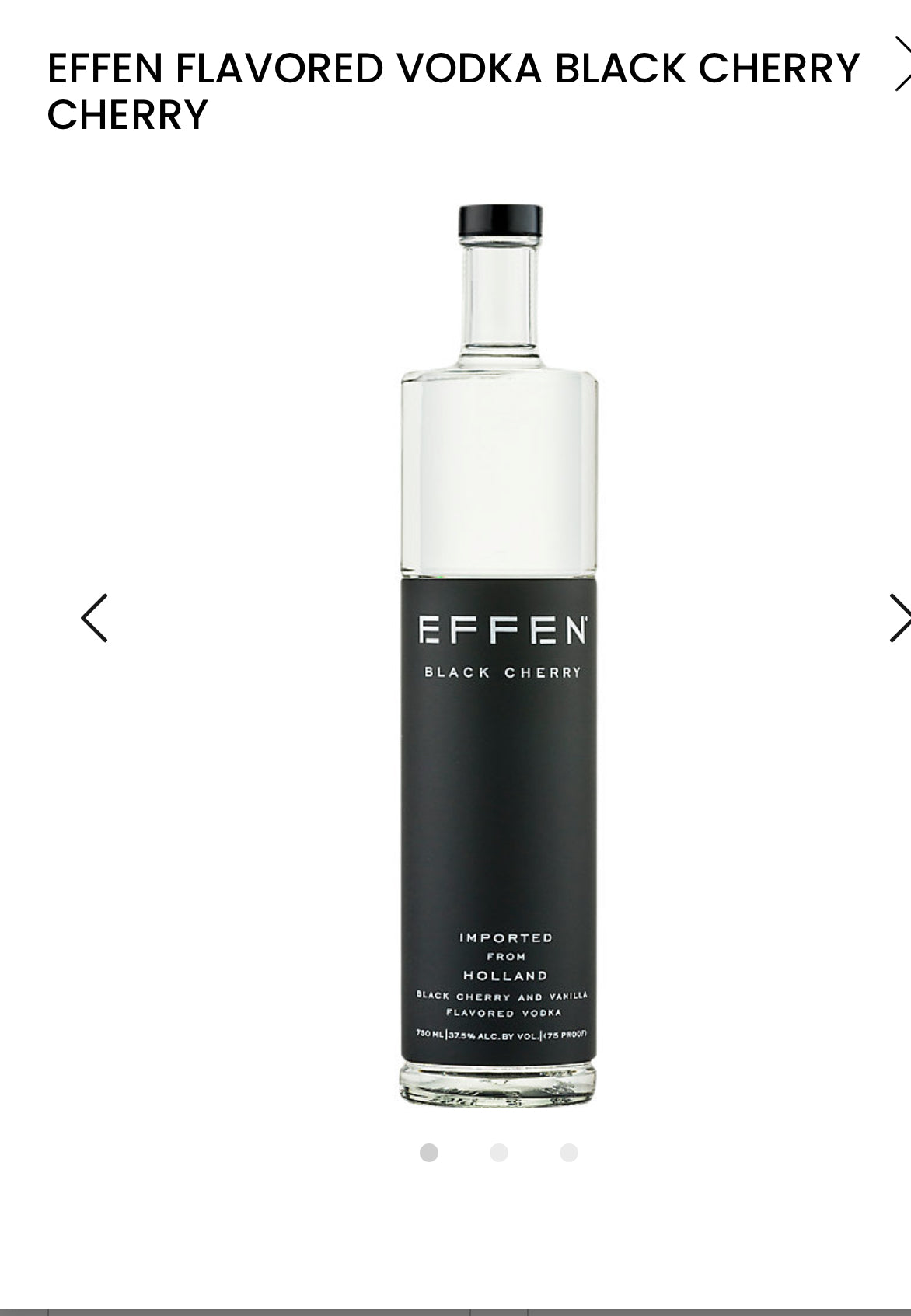 Effen Black Cherry Flavored Vodka 75
