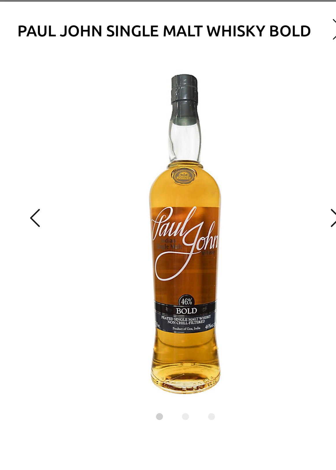 Paul John Single Malt Whisky Bold 92