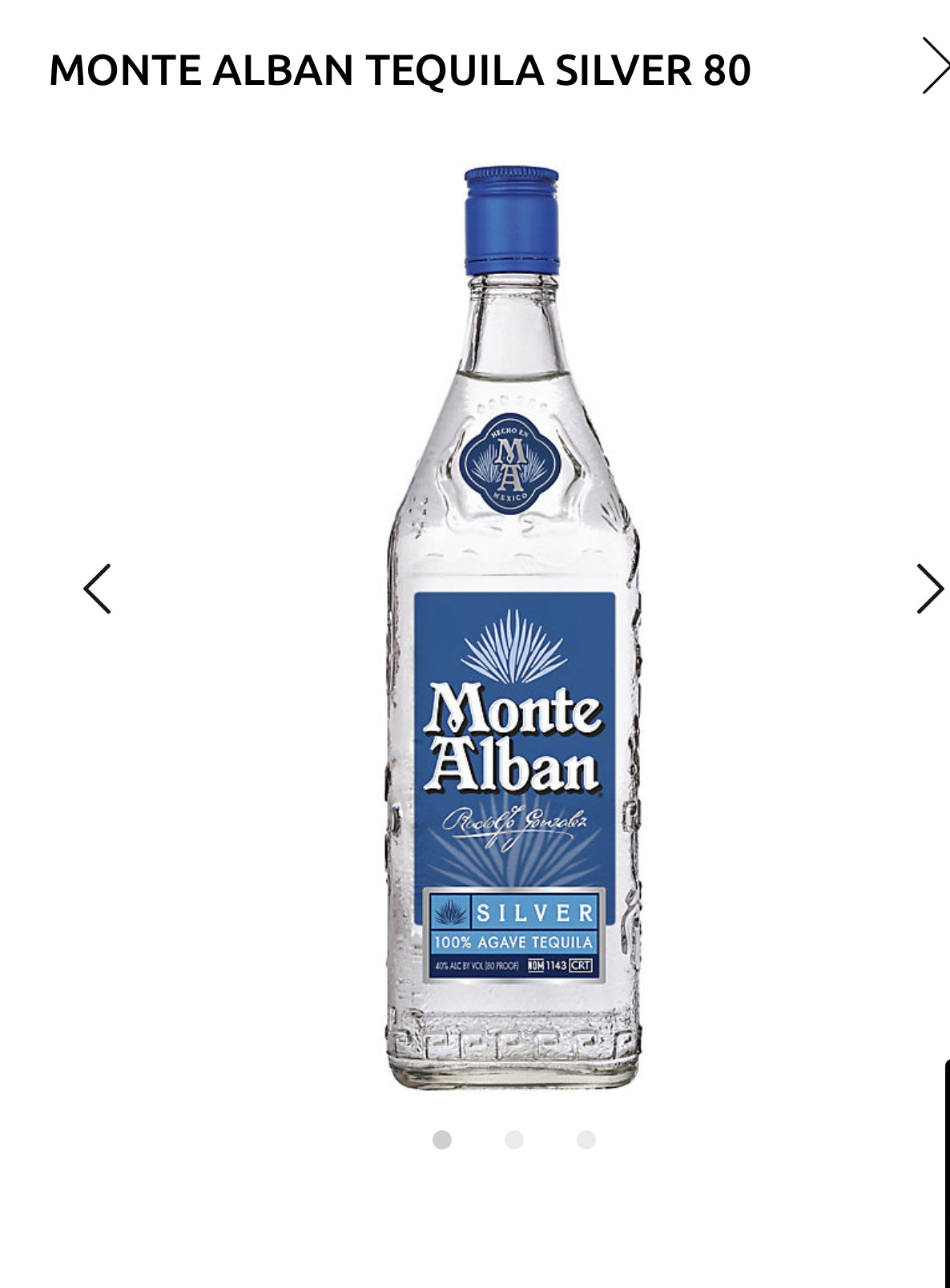 Monte Alban Tequila Silver 80
