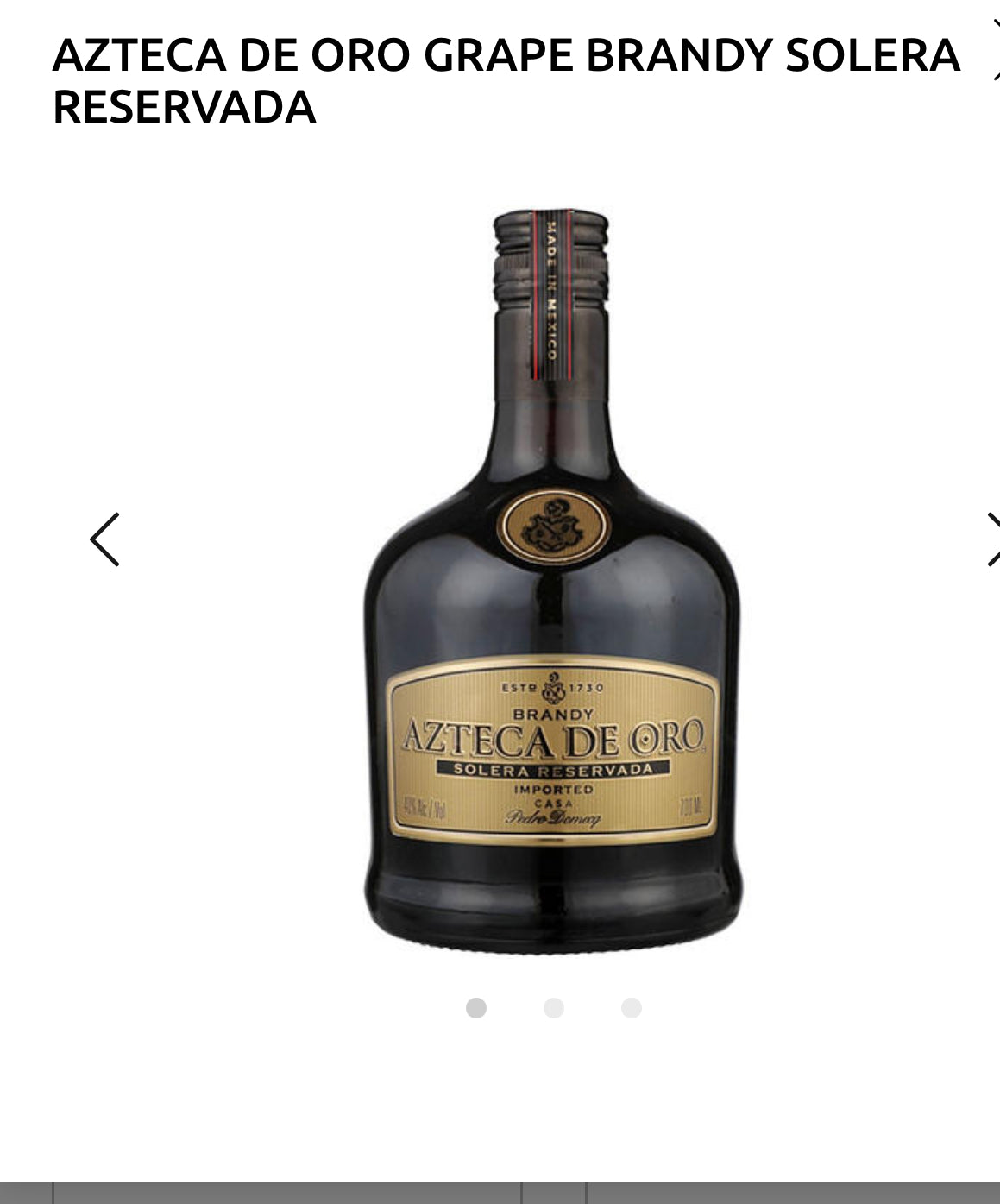 AZTECA DE ORO GRAPE BRANDY SOLERA RESERVADA