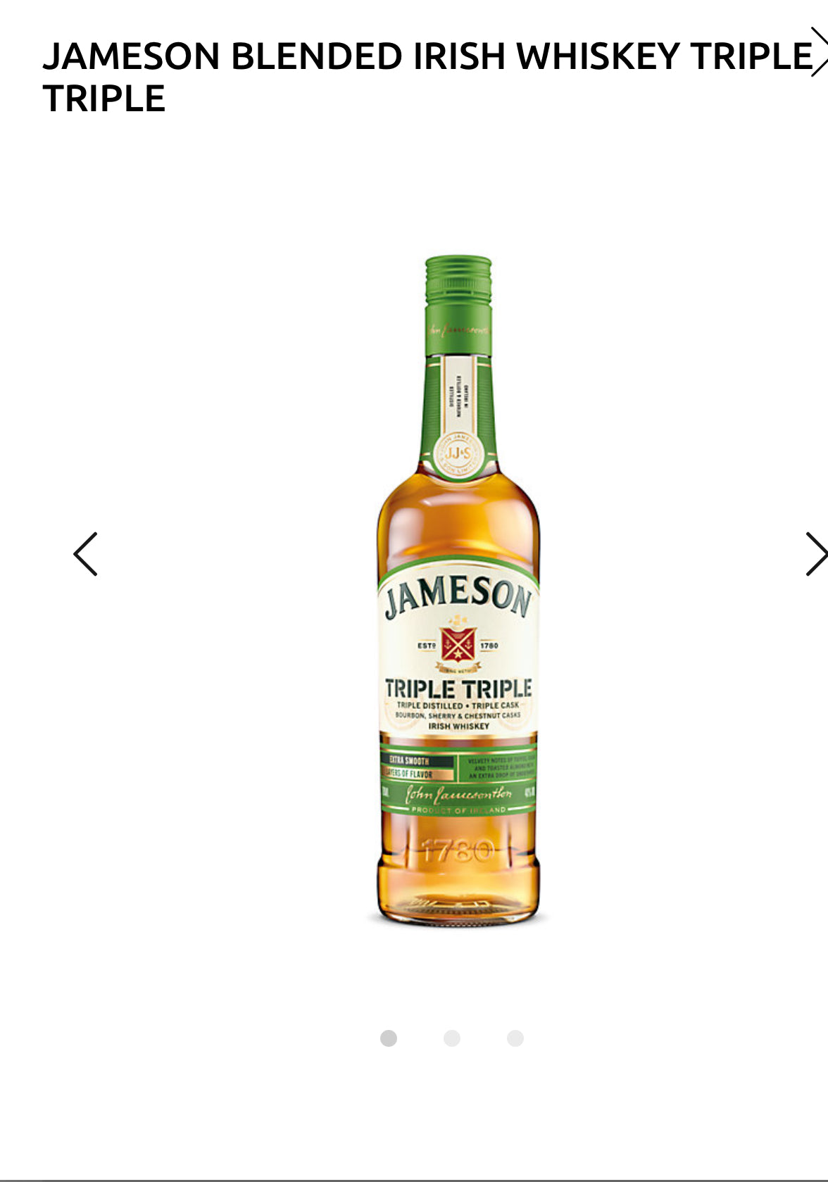 Jameson Blended Irish Whiskey Triple Triple 80