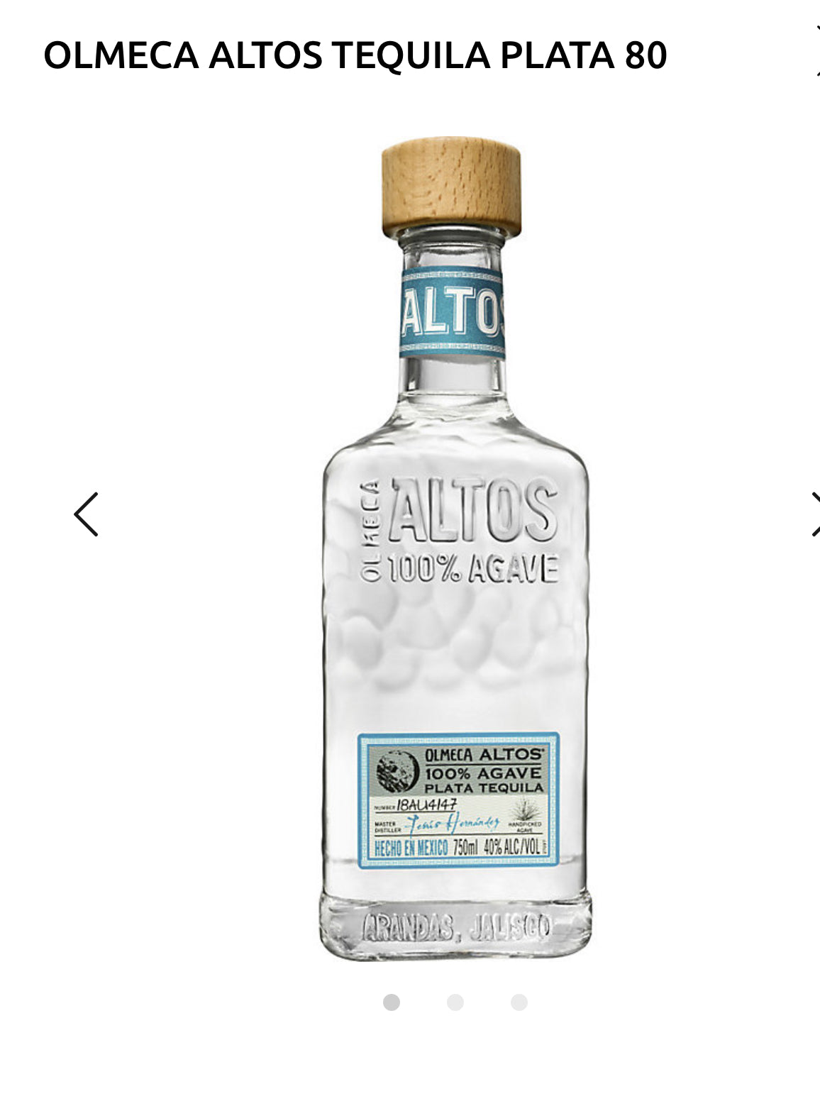 Olmeca Altos Tequila Plata 80