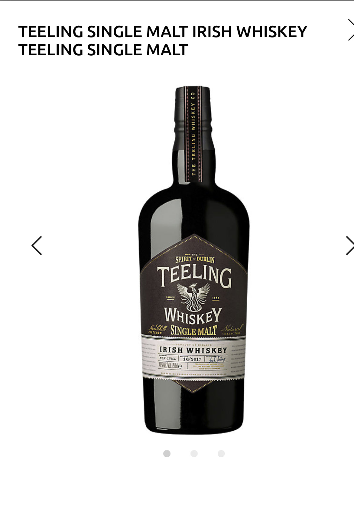 Teeling Single Malt Irish Whiskey Teeling Single Malt 92