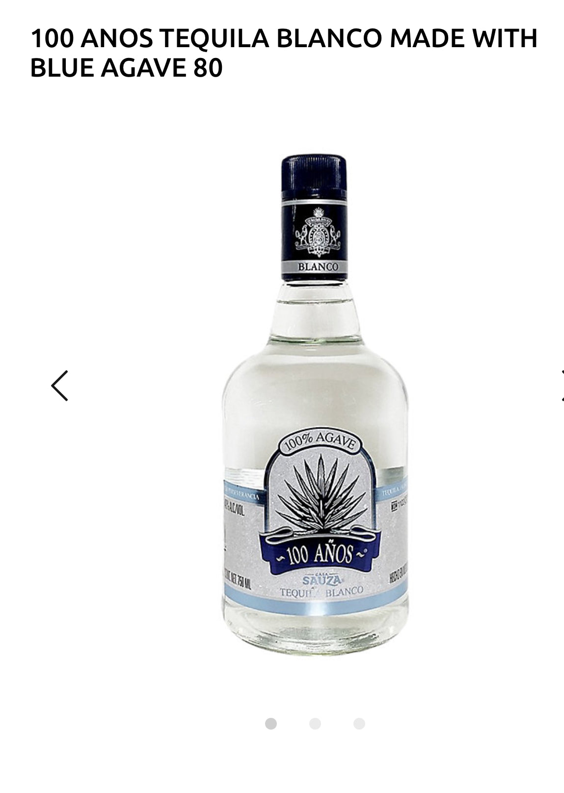 100 Anos Tequila Blanco Made With Blue Agave 80