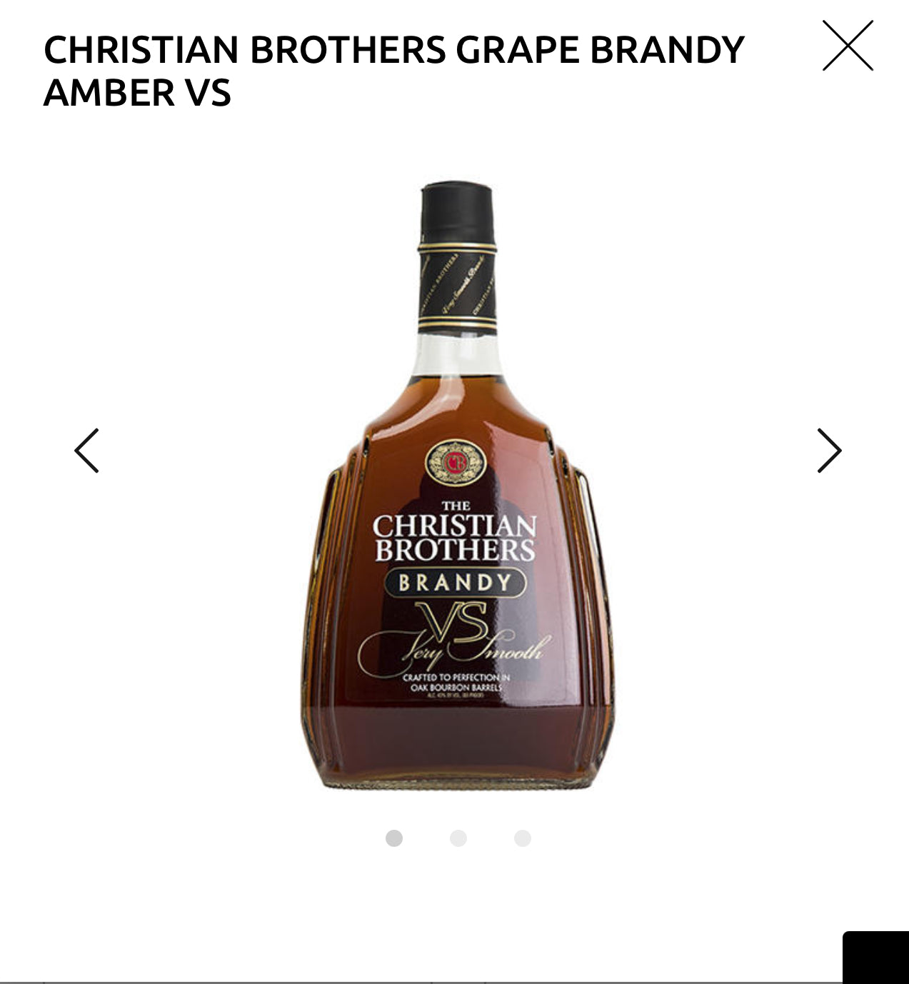 CHRISTIAN BROTHERS GRAPE BRANDY AMBER VS