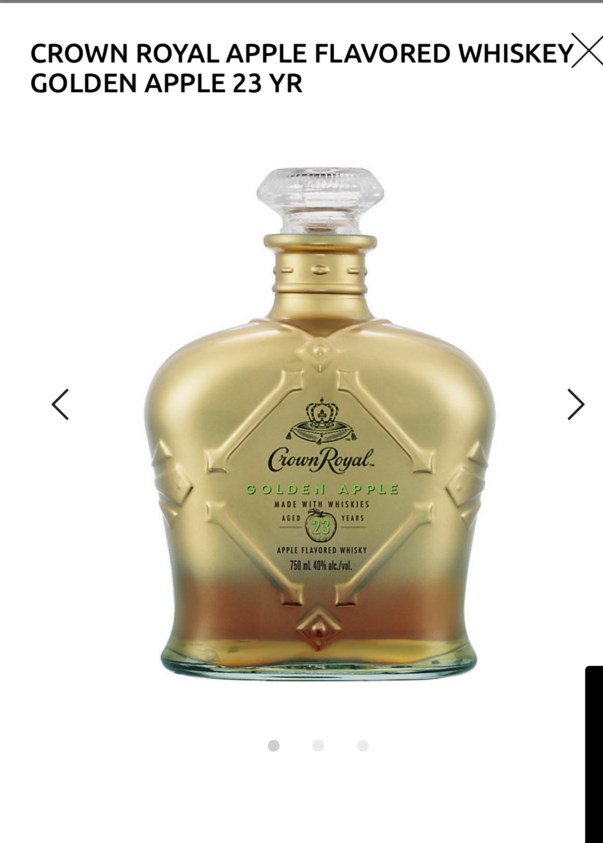 Crown Royal Apple Flavored Whiskey Golden Apple 23 Yr 80