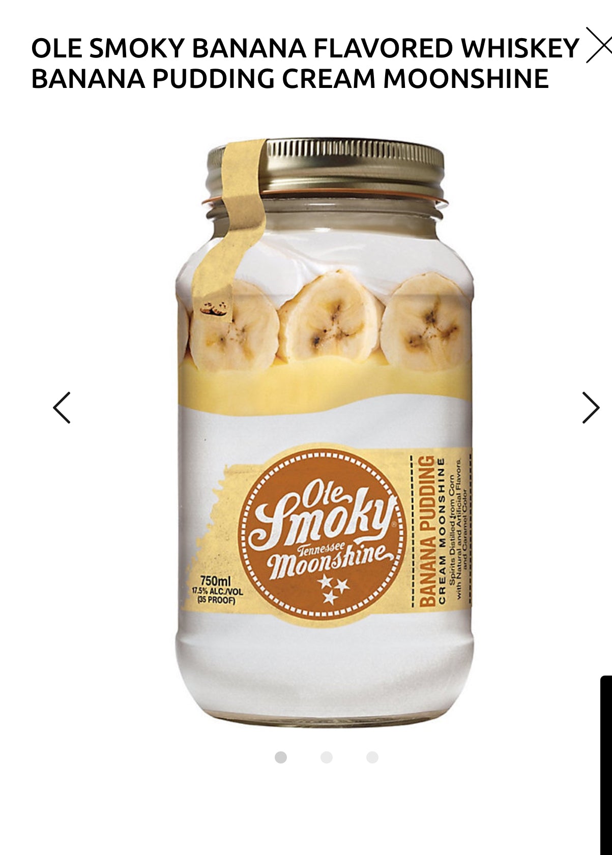 Ole Smoky Banana Pudding Cream Moonshine 35