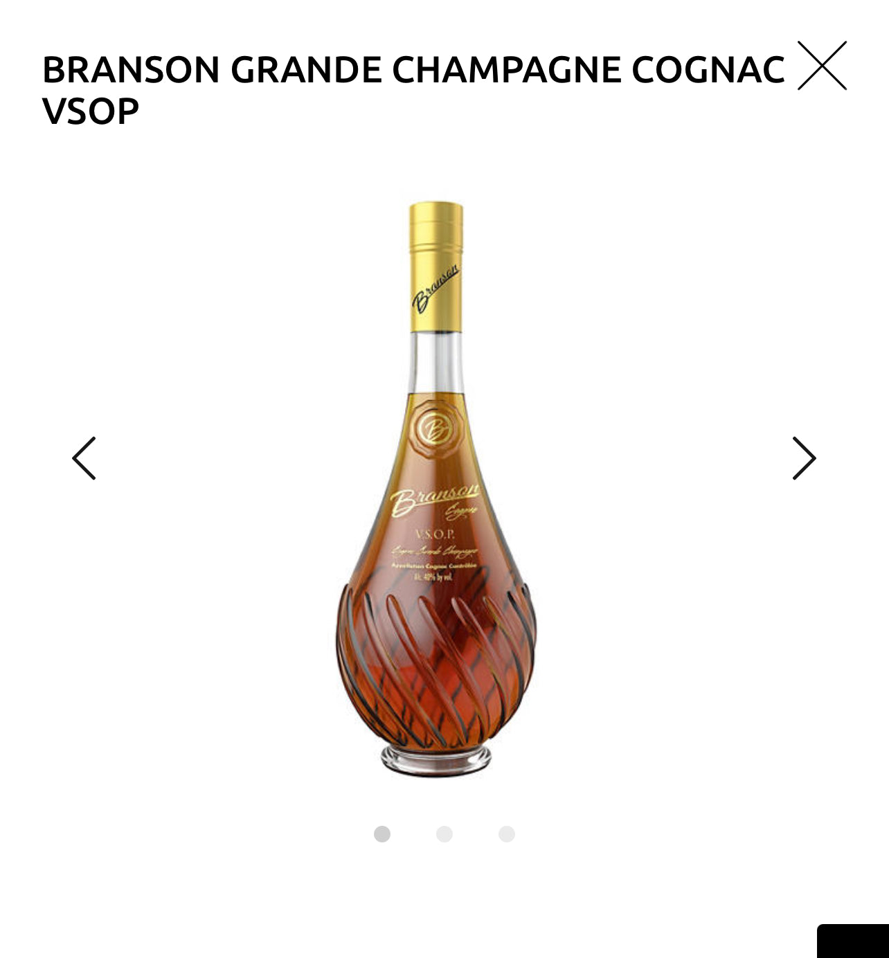 BRANSON GRANDE CHAMPAGNE COGNAC VSOP