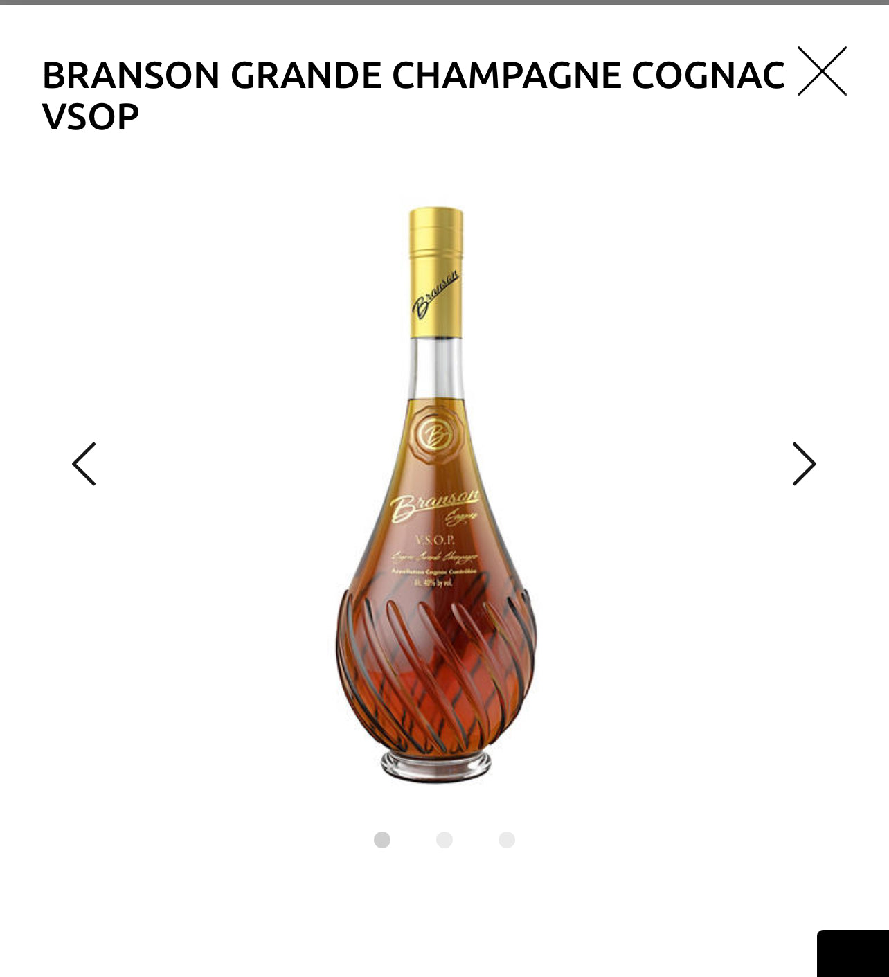 Branson Grande Champagne Cognac Vsop 80