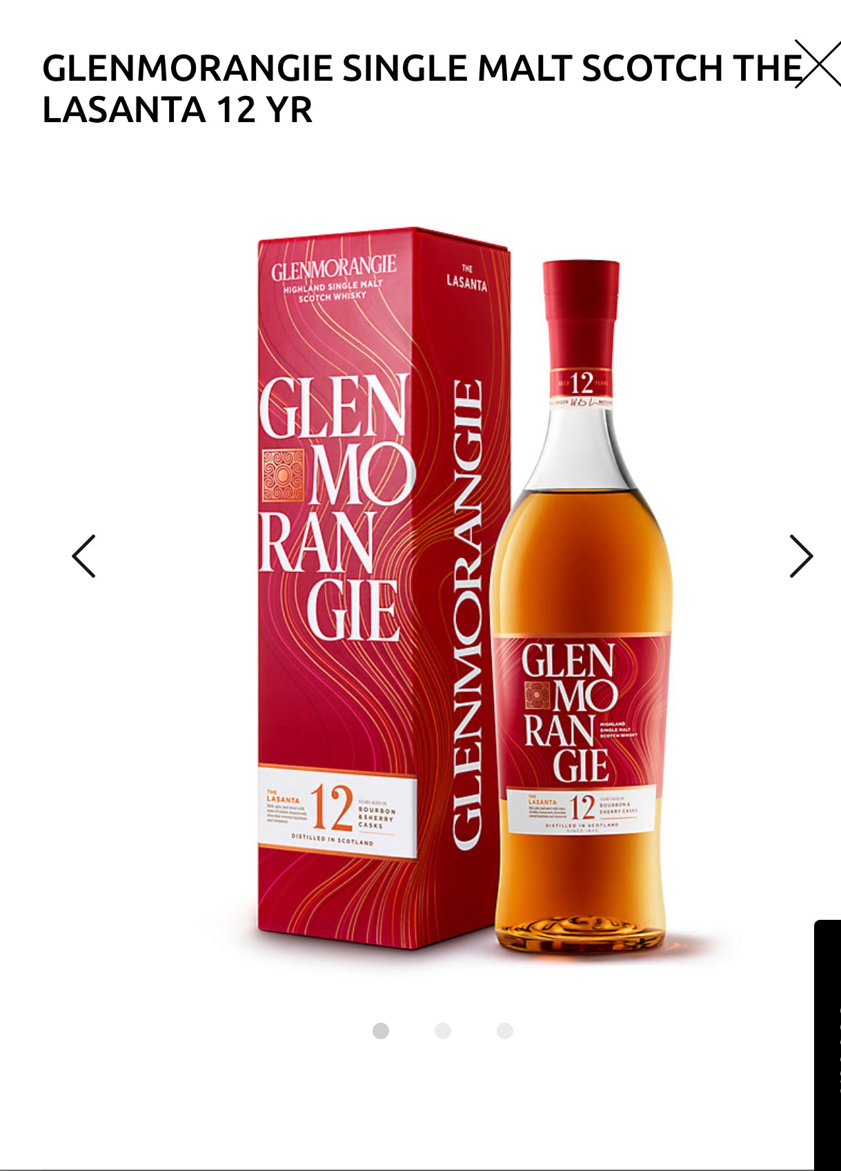 Glenmorangie Single Malt Scotch The Lasanta 12 Yr 86 W/ Gift Boxj