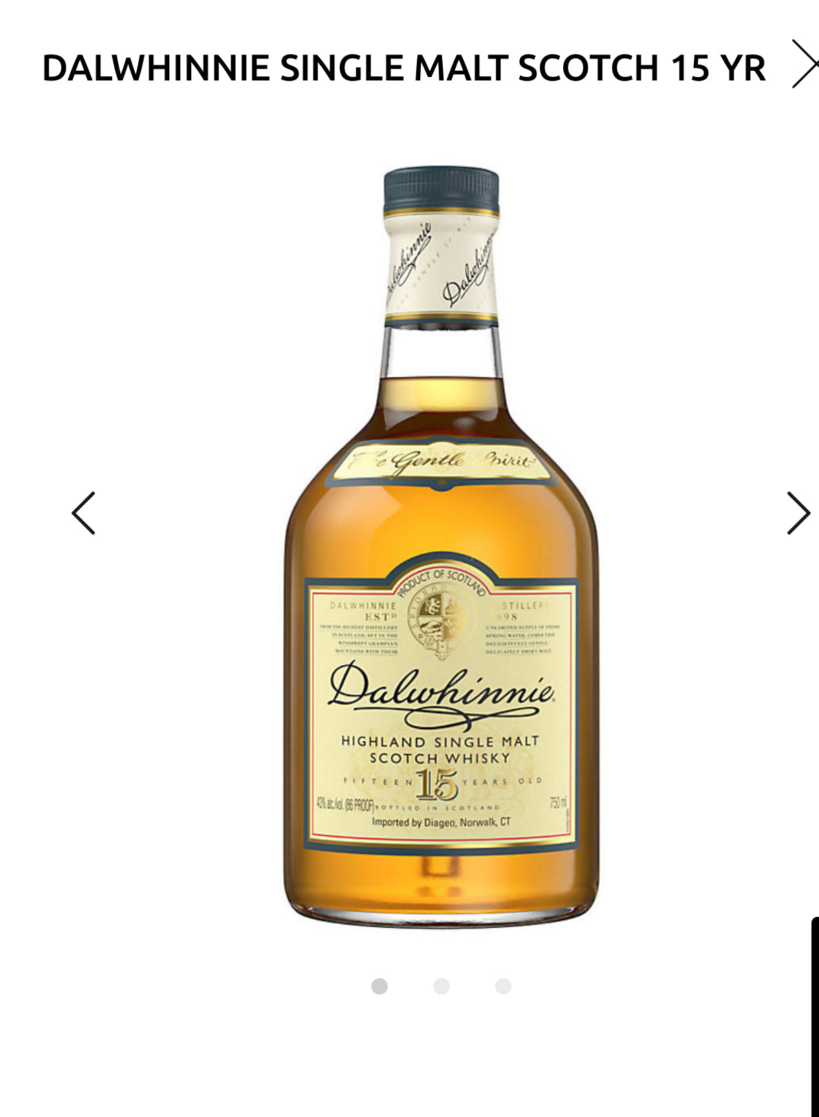 Dalwhinnie Single Malt Scotch 15 Yr 86