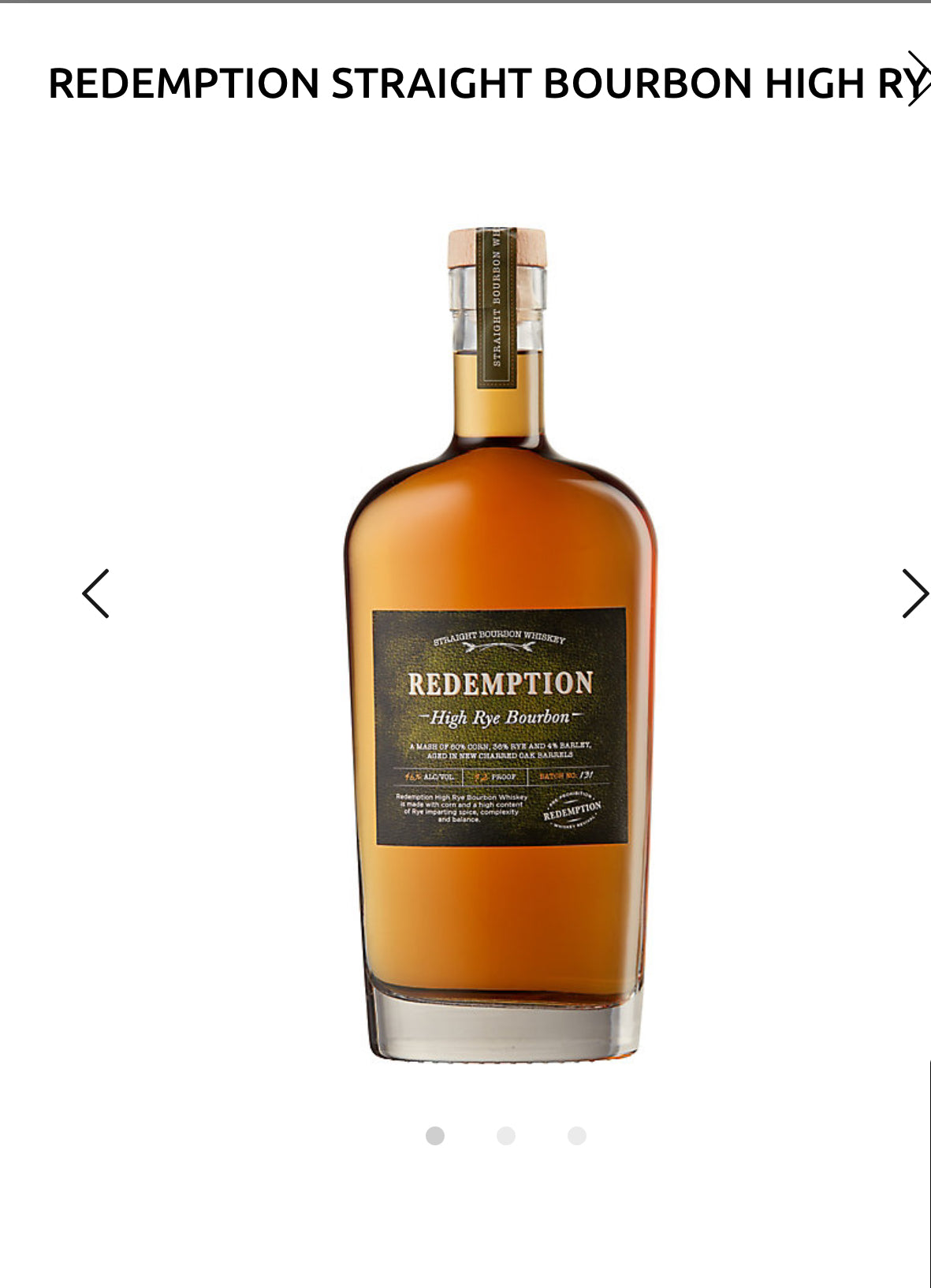 Redemption Straight Bourbon High Rye 92
