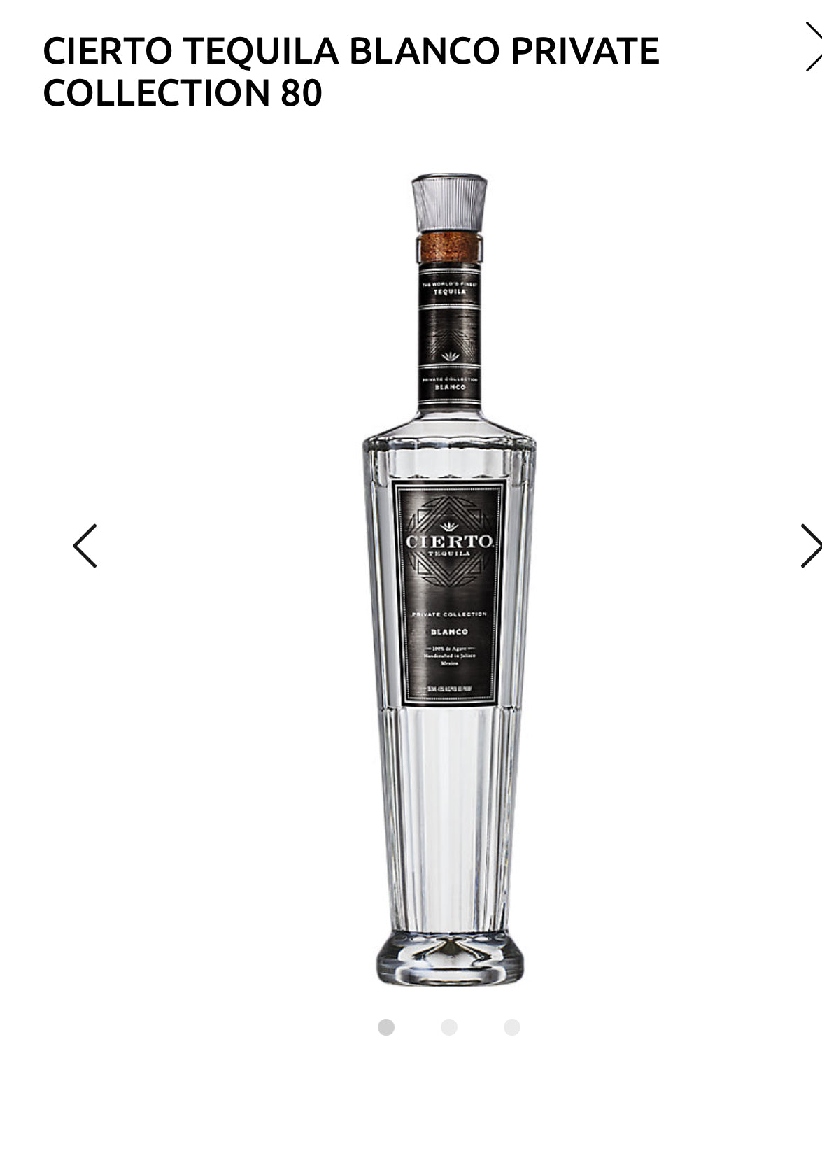 Cierto Tequila Blanco Private Collection 80