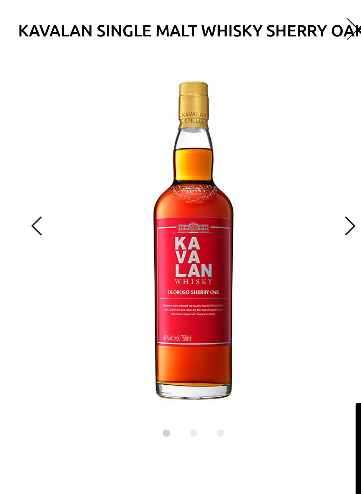 Kavalan Single Malt Whisky Sherry Oak 92