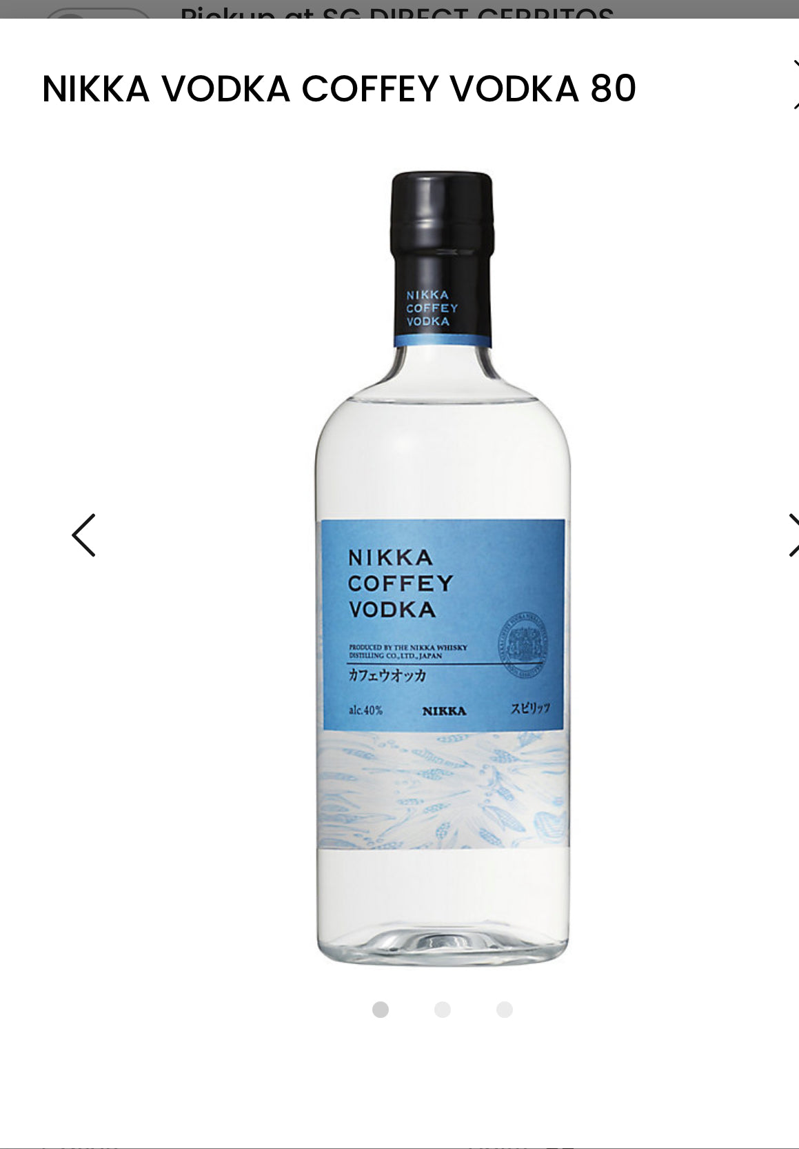 Nikka Coffey Vodka 80