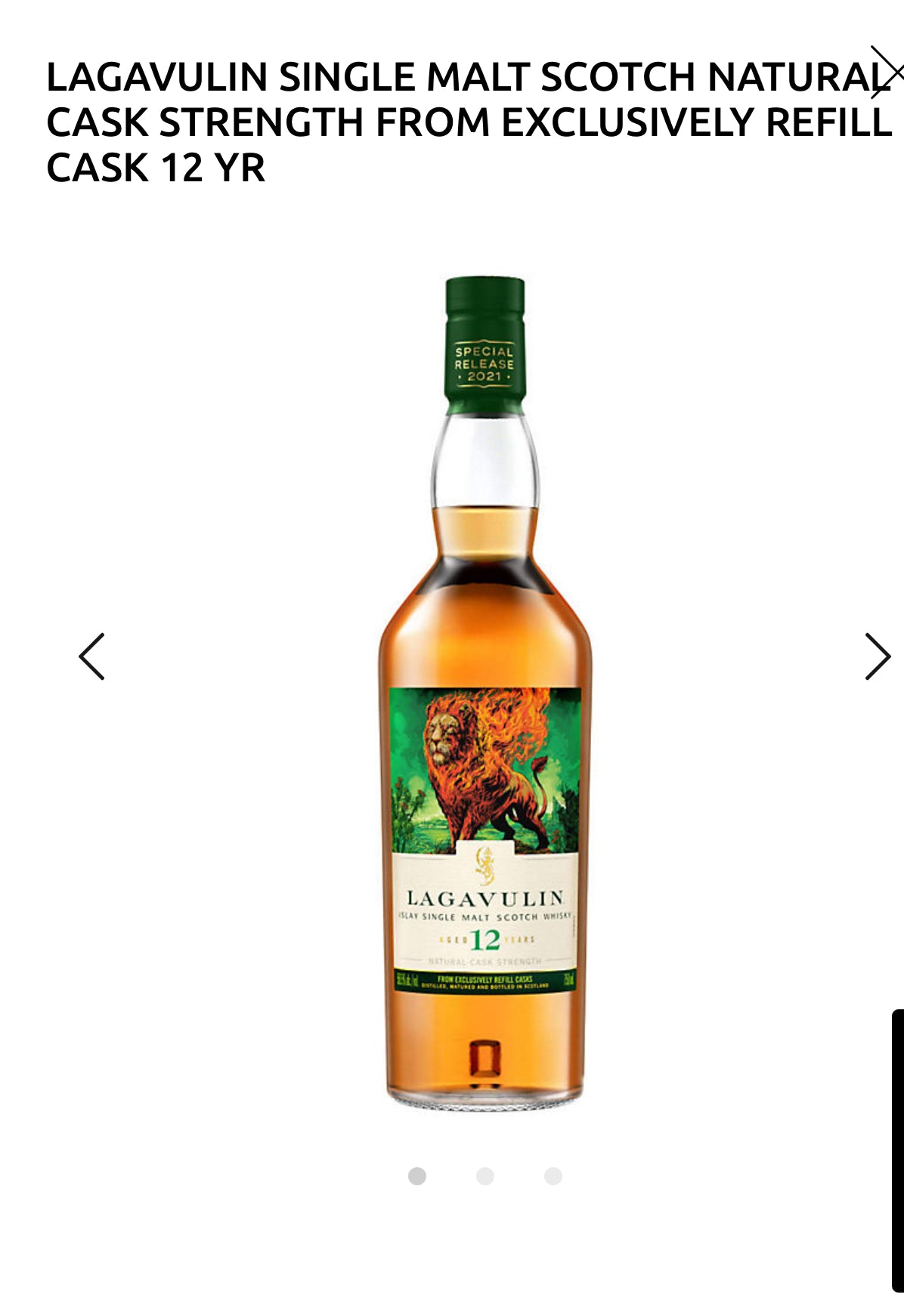 Lagavulin Single Malt Scotch Natural Cask Strength From Exclusively Refill Cask 12 Yr 113