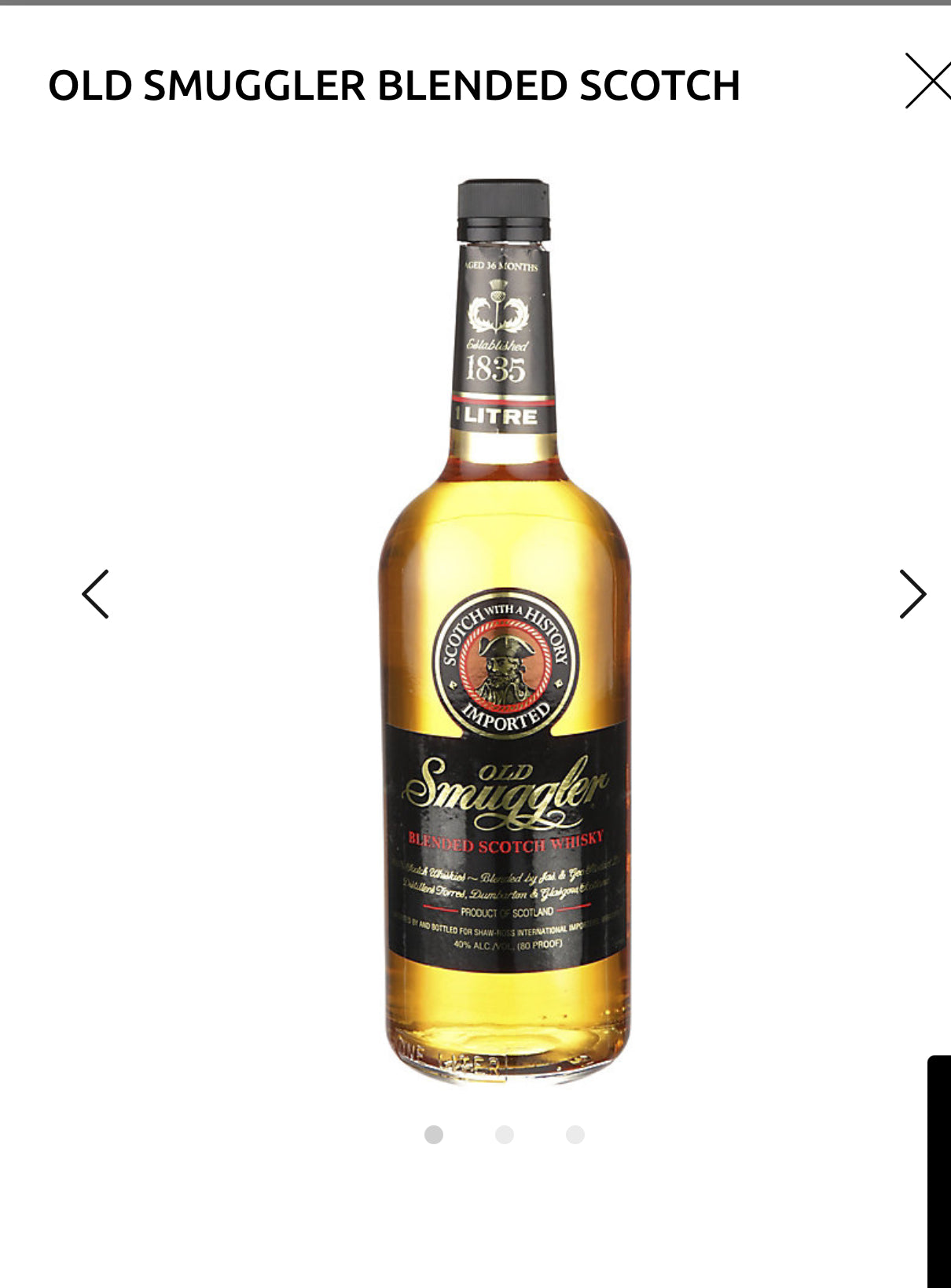 Old Smuggler Blended Scotch 80 1L