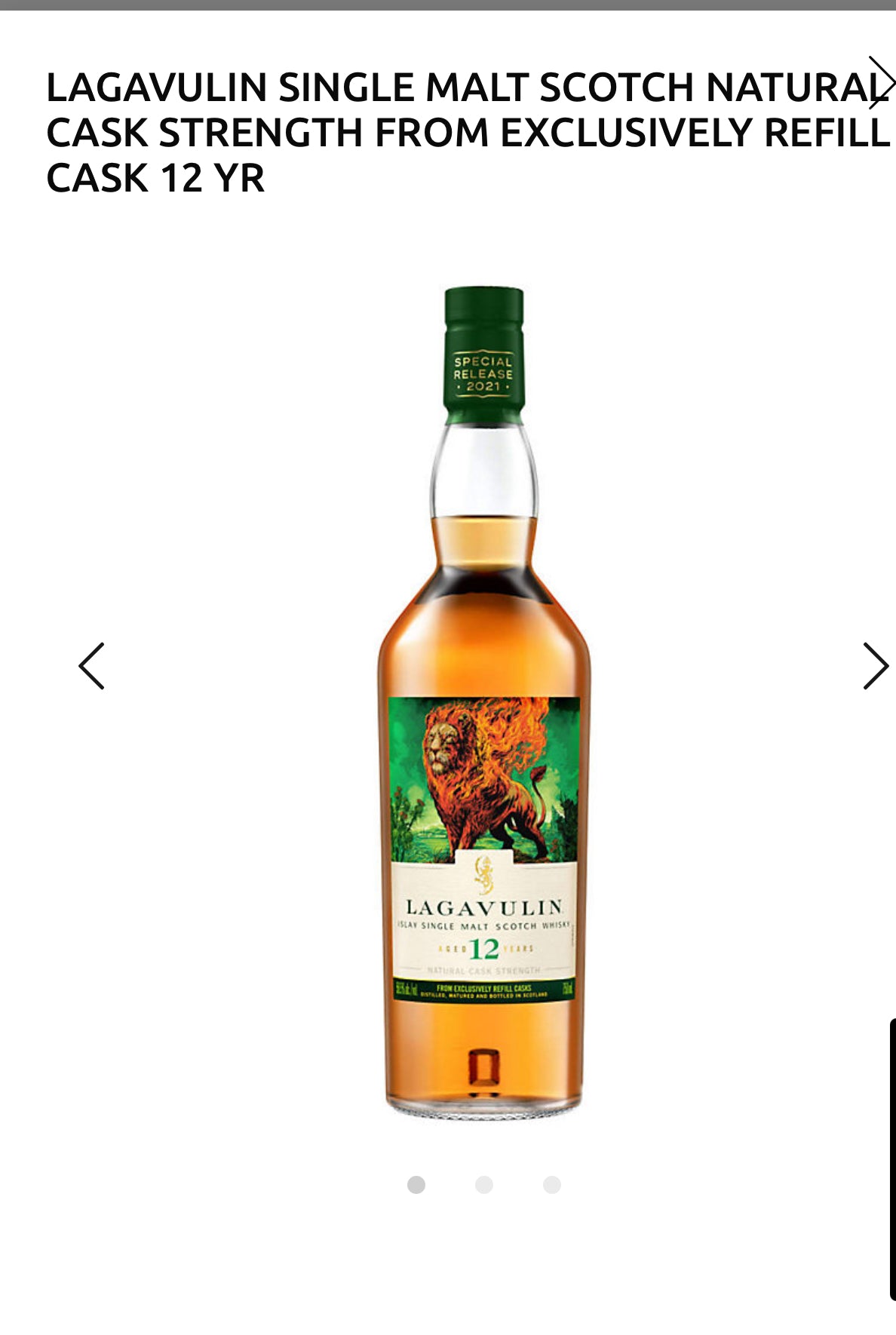 Lagavulin Single Malt Scotch Natural Cask Strength From Exclusively Refill Cask 12 Yr 113
