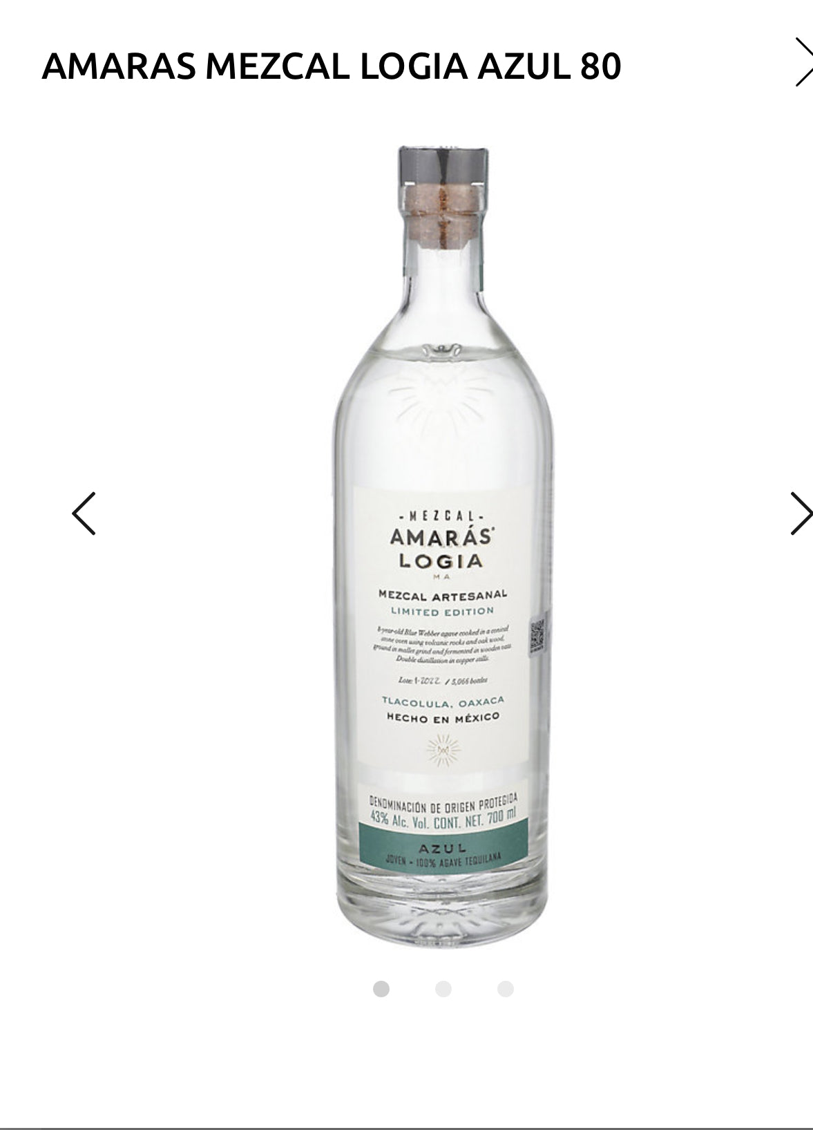 Amaras Mezcal Logia Azul 86