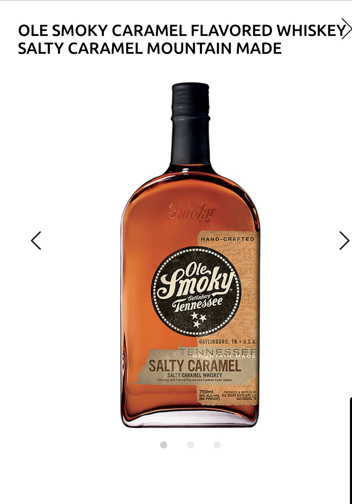 OLE SMOKY CARAMEL FLAVORED WHISKEY SALTY CARAMEL MOUNTAIN MADE
