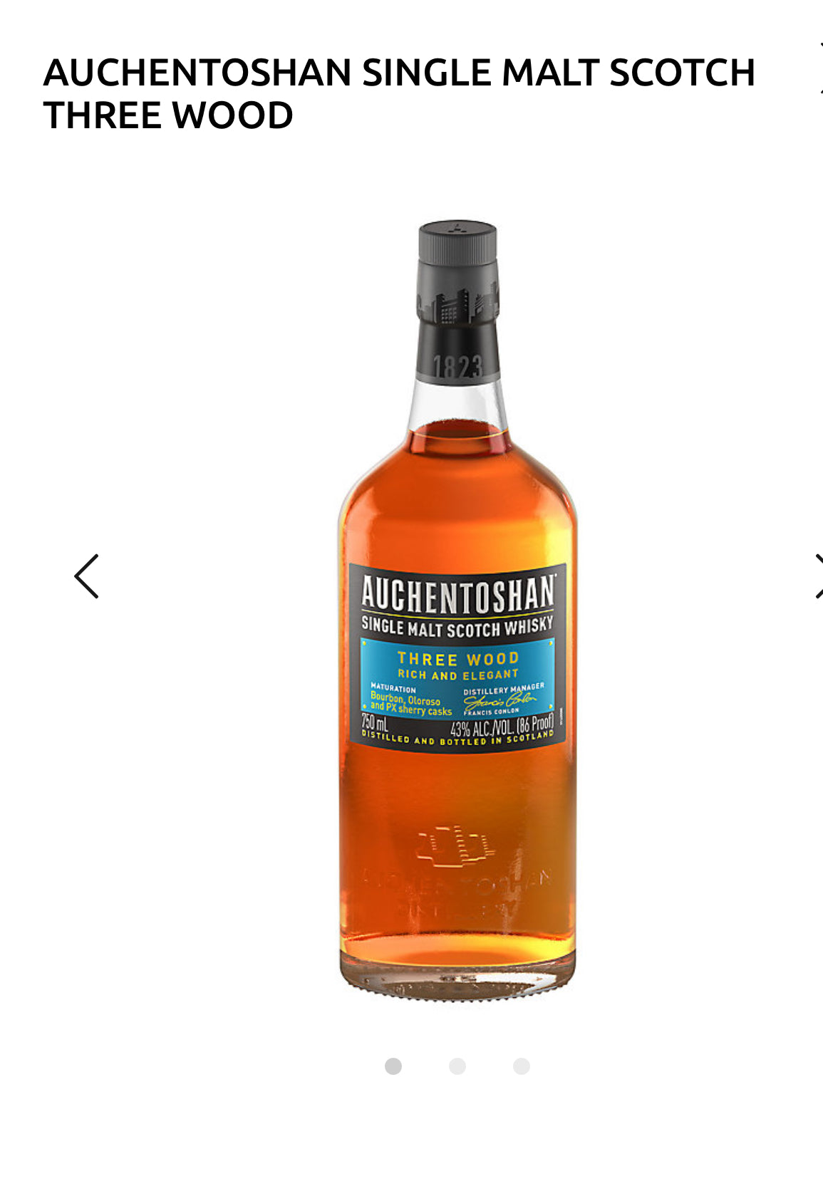 Auchentoshan Single Malt Scotch Three Wood 86