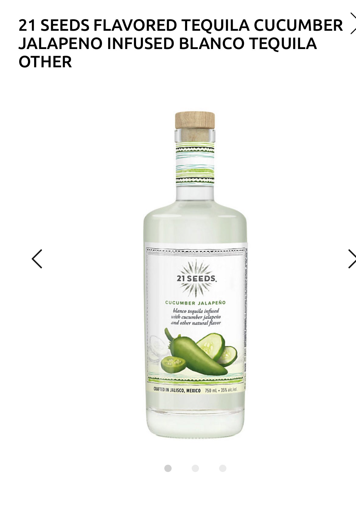 21 Seeds Cucumber Jalapeno Infused Blanco Tequila Flavored Tequila 70